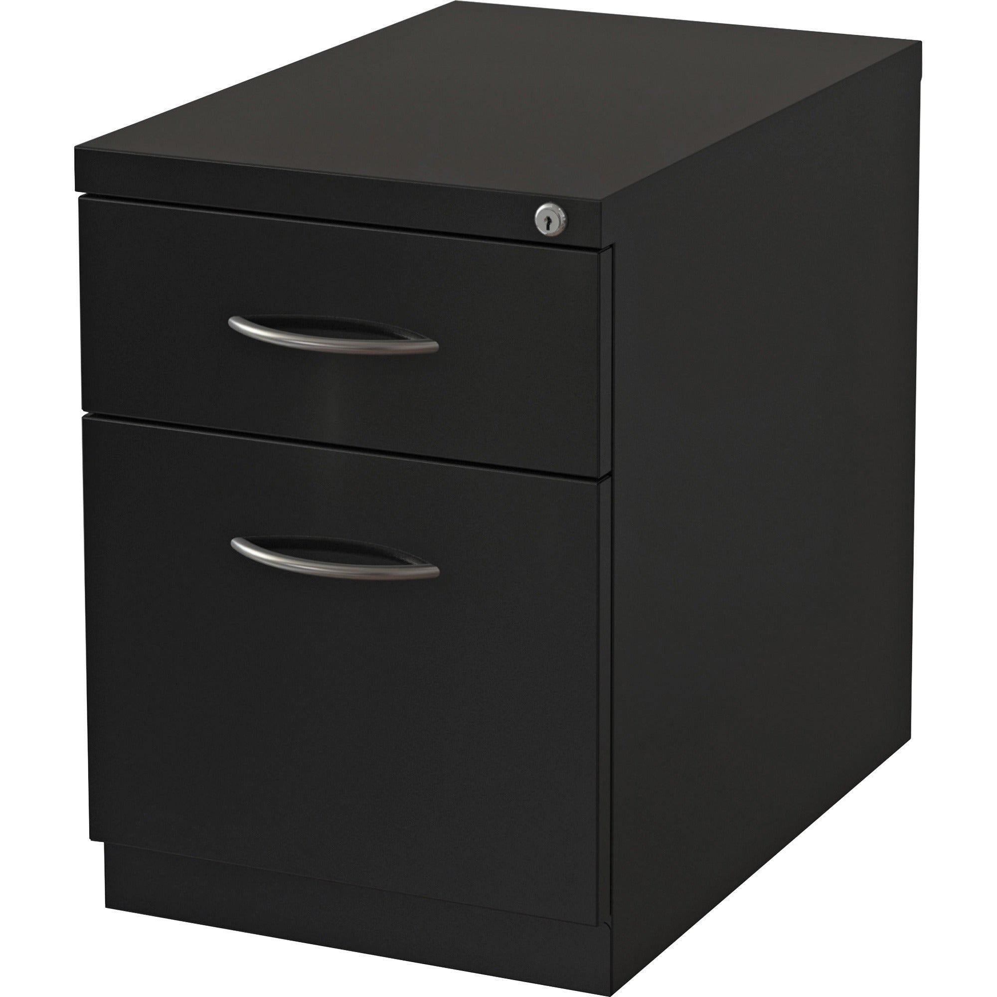 Lorell Premium Box/File Mobile File Cabinet with Arm Pull - 15" x 19.9" x 21.8" - 2 x Drawer(s) for Box, File - Letter - Pencil Tray, Ball-bearing Suspension, Drawer Extension, Durable - Black - Steel - Recycled -