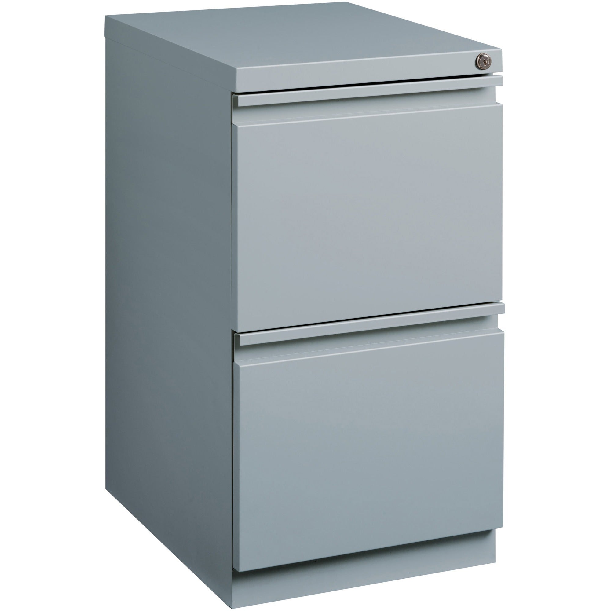 Lorell 20" File/File Mobile File Cabinet with Full-Width Pull - 15" x 19.9" x 27.8" - 2 x Drawer(s) for File - Letter - Vertical - Ball-bearing Suspension, Drawer Extension, Durable, Recessed Drawer - Gray - Steel - Recycled -