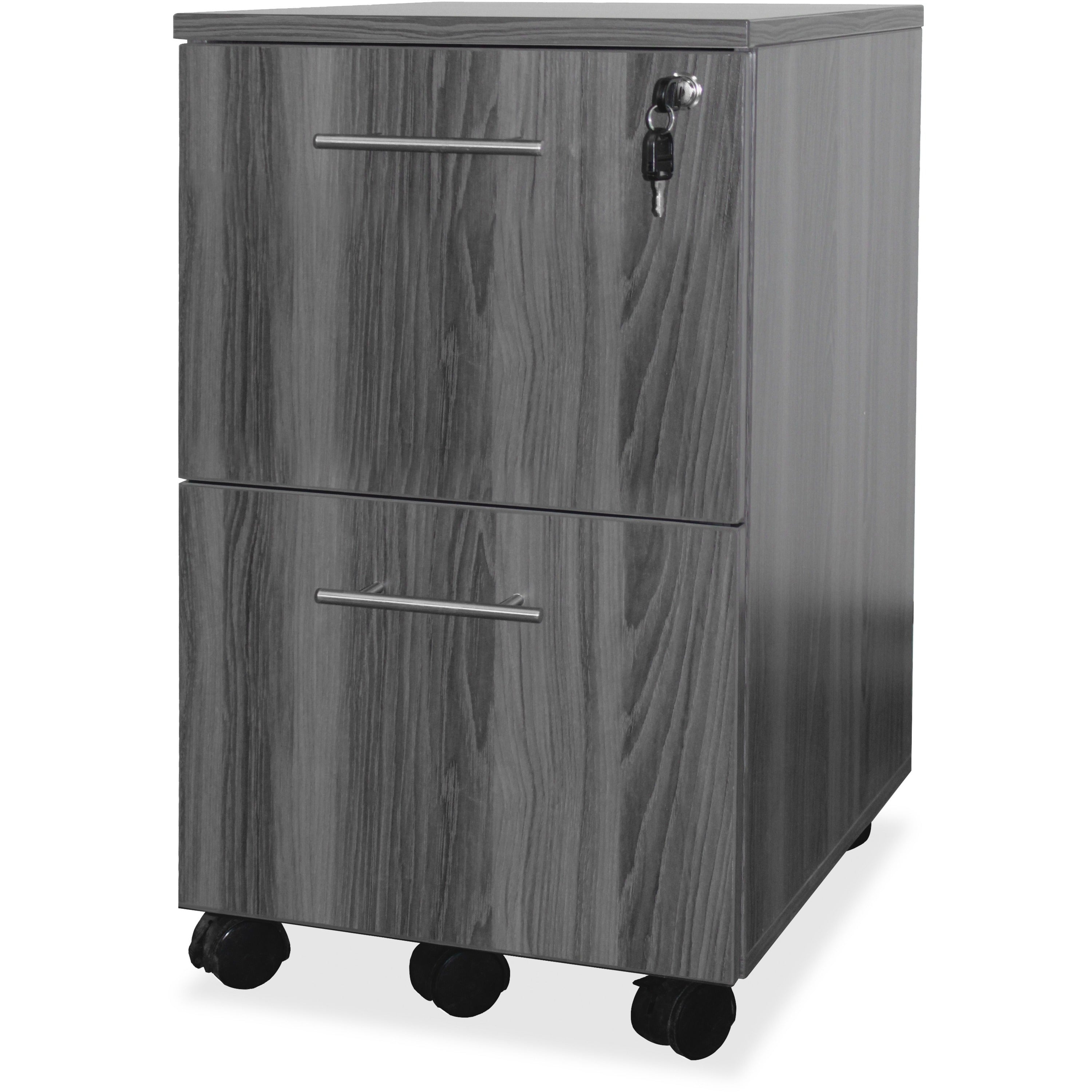 Mayline Gray Laminate File/File Mobile Pedestal File - 18" x 15.5" x 26.8" - 2 x File Drawer(s) - Material: Steel - Finish: Gray, Laminate - Stain Resistant, Water Resistant, Abrasion Resistant, Drawer Extension, Ball-bearing Suspension, Built-in Han -