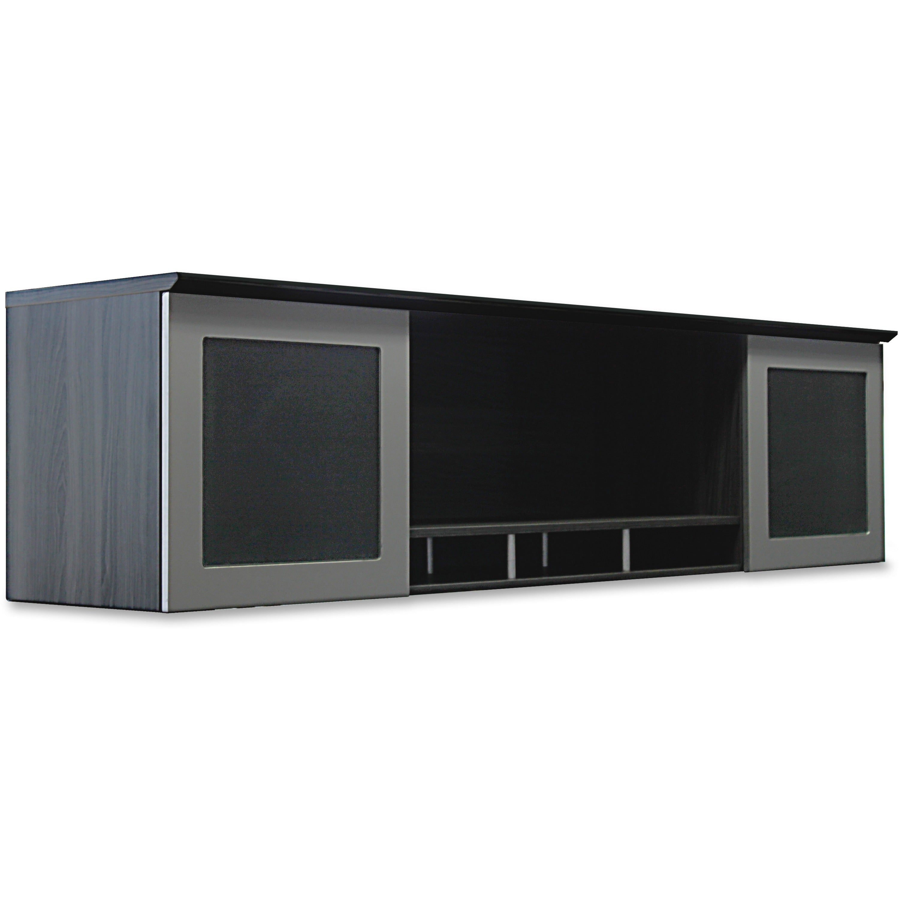 Mayline Medina Hutch - 63" x 15" x 1" x 18.3" - 2 Door(s) - Beveled Edge - Finish: Gray Steel Laminate - Water Resistant, Stain Resistant, Abrasion Resistant, Durable, Modesty Panel, Leveling Glide -