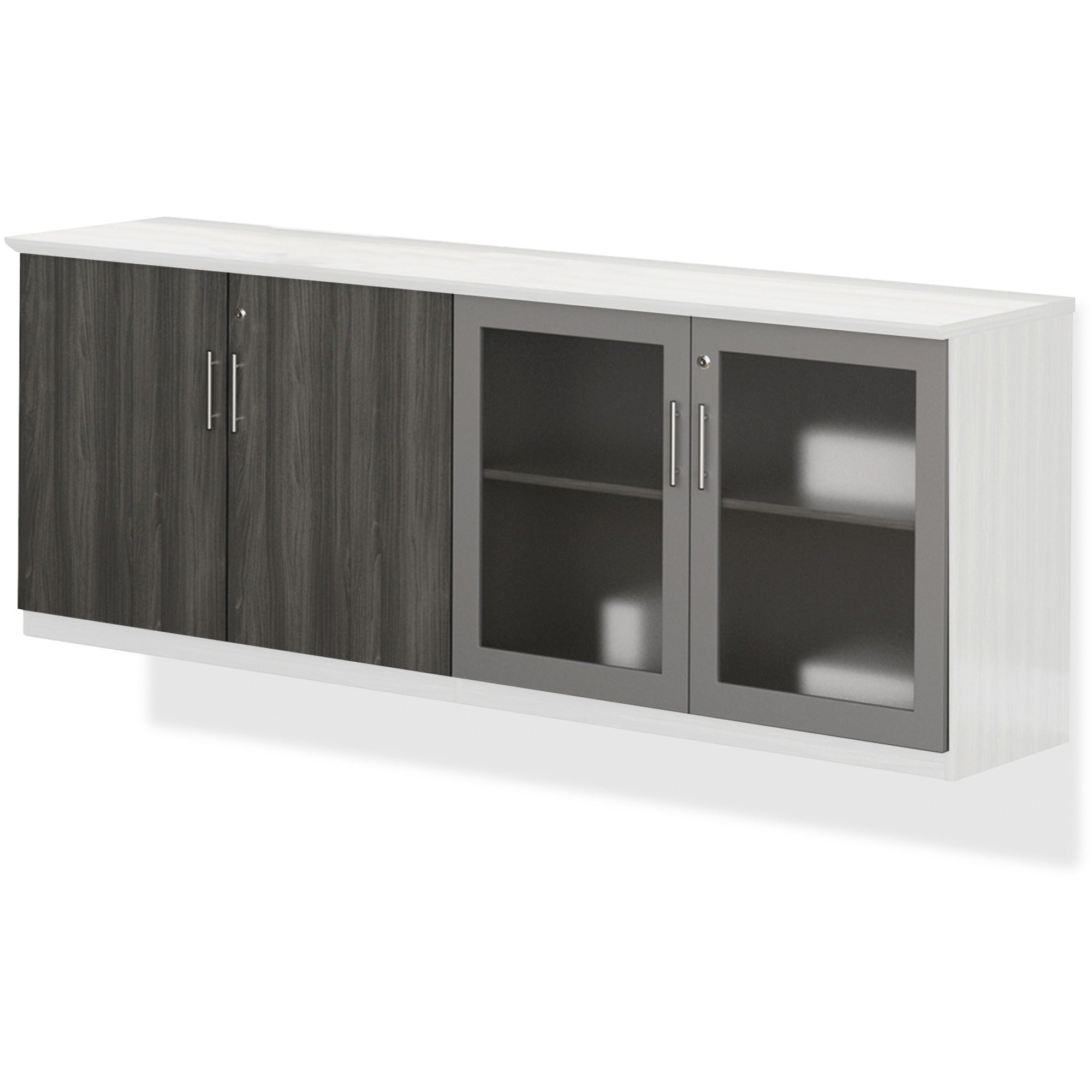 Mayline Medina Series Low Wall Cabinet Doors - Contemporary - 34.9" Width x 26.7" Height x 600 mil Thickness - Glass, Wood - Gray, LaminateLockable -