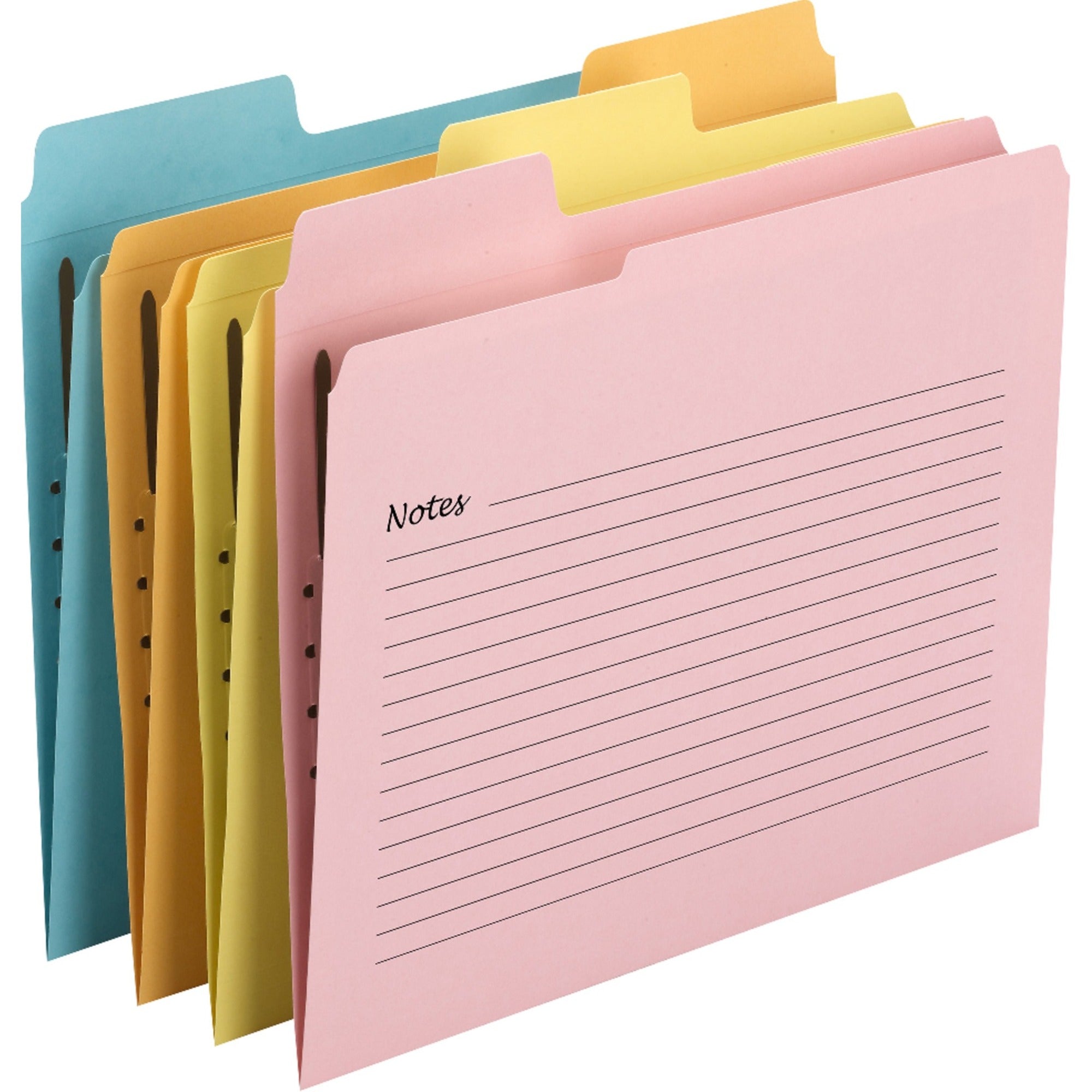 Smead SuperTab 1/3 Tab Cut Letter Recycled Top Tab File Folder - 8 1/2" x 11" - 1 x 2K Fastener(s) - Top Tab Location - Pink, Yellow, Goldenrod, Aqua - 10% Recycled - 24 / Pack -
