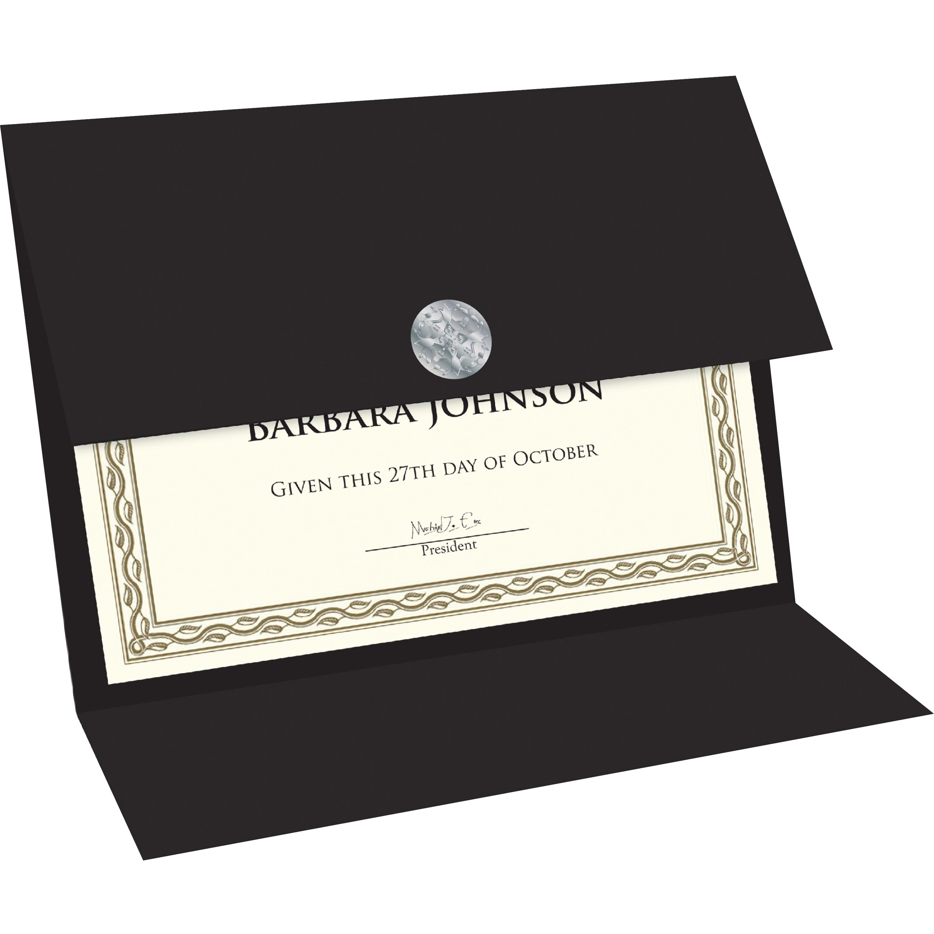 Geographics Recycled Certificate Holder - Black - 30% Recycled - 5 / Pack -