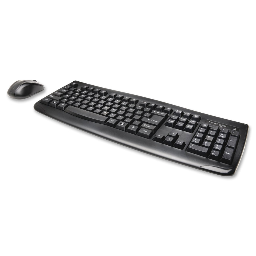 Kensington Pro Fit Wireless Desktop Set - USB Wireless Bluetooth - Black - USB Wireless Bluetooth - Laser - 1000 dpi - 2 Button - Scroll Wheel - QWERTY - Black - Symmetrical - AA, AAA - Compatible with Computer, Notebook - 1 Pack -