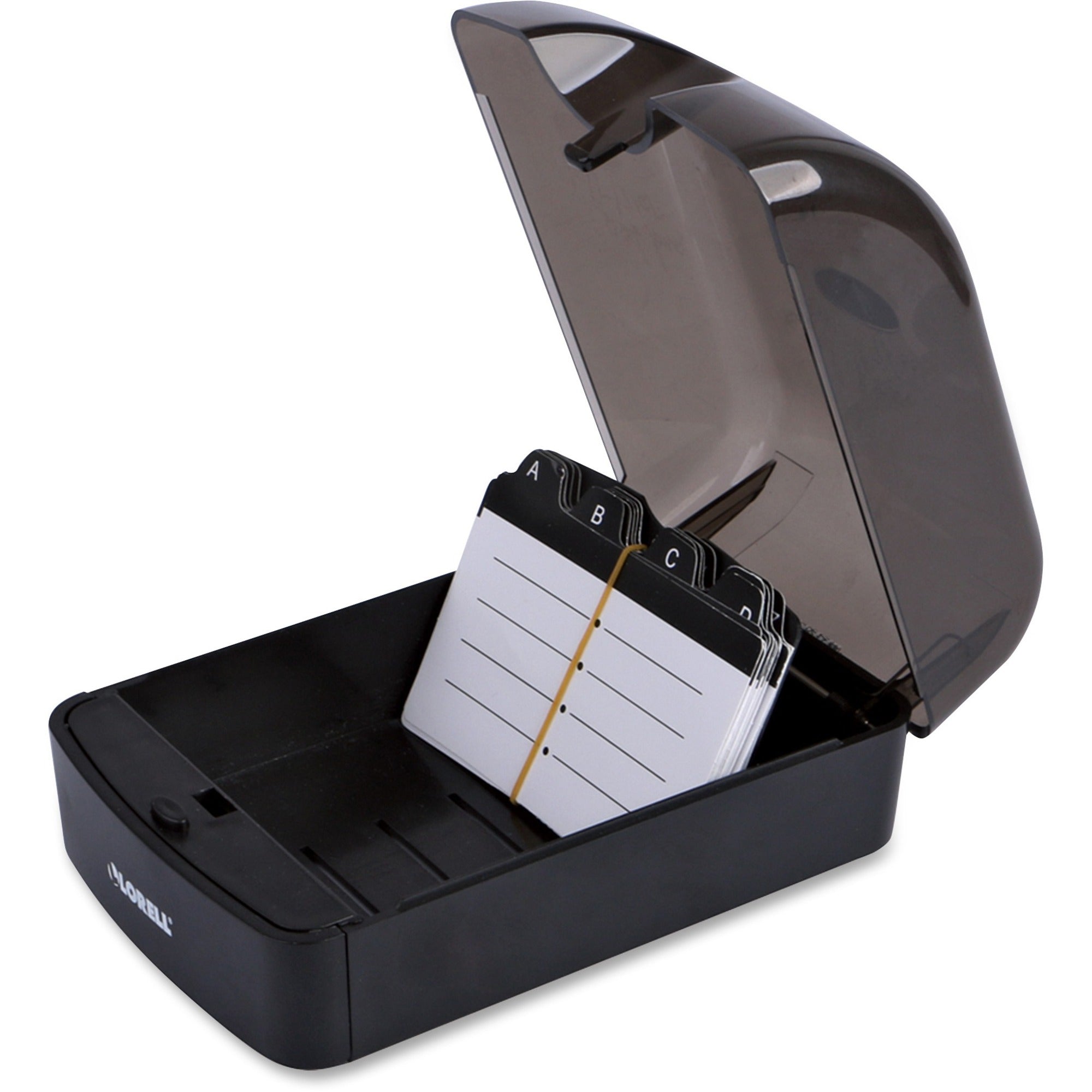 Lorell Desktop Business Card File - 350 Card Capacity - Black, Clear -