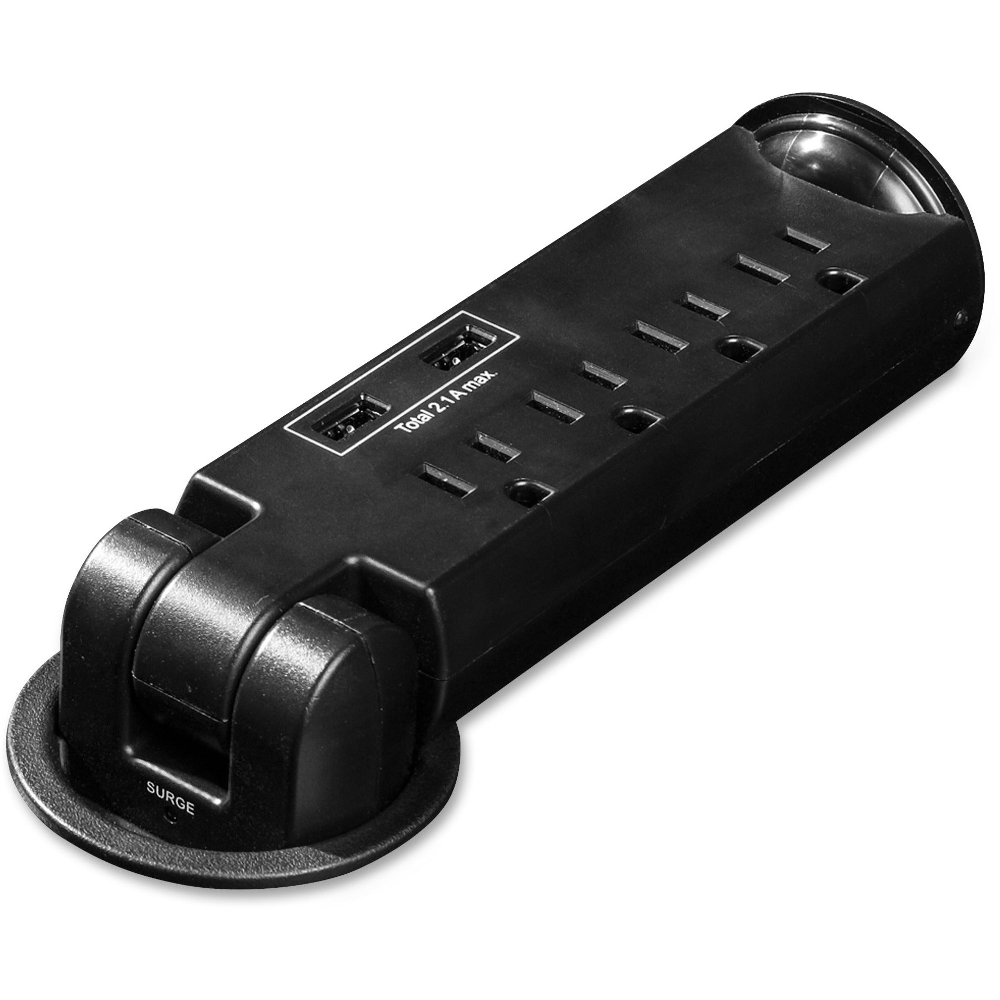 Lorell 4-outlet Desktop USB Charger Power Strip Grommet - 3-prong - 4 x AC Power, USB - 8 ft Cord - 15 A Current - 125 V AC Voltage - Desk Mountable -