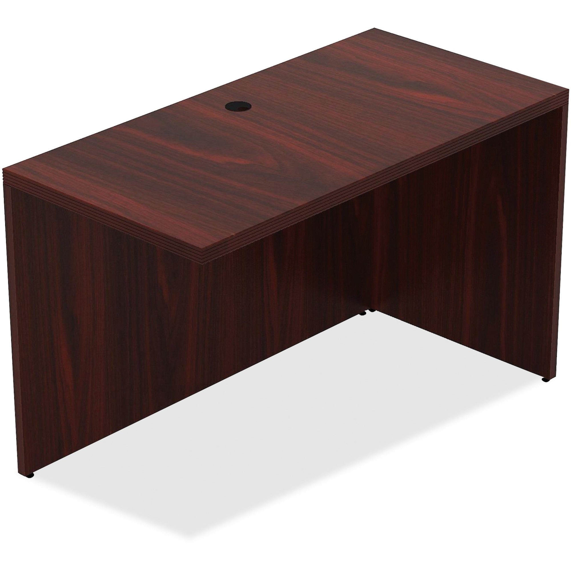 Lorell Chateau Series Return - 47.3" x 23.6"30" Desk, 1.5" Top - Reeded Edge - Material: P2 Particleboard - Finish: Mahogany, Laminate - Durable, Modesty Panel, Grommet, Cord Management - For Office -