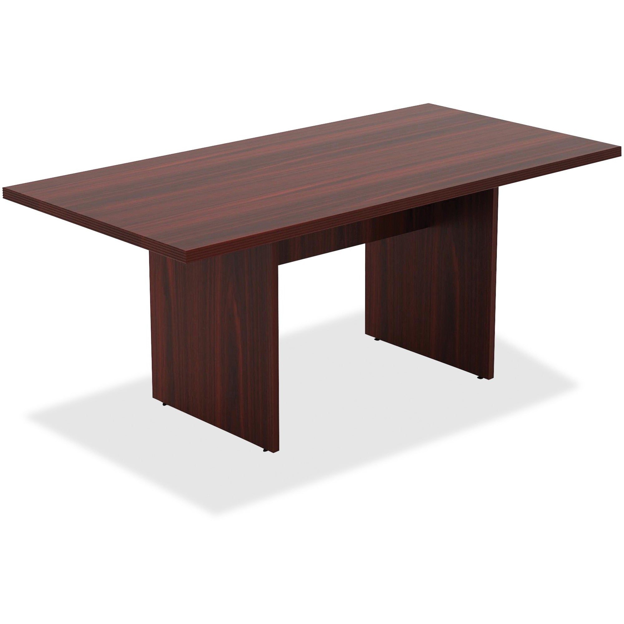 Lorell Chateau Series 6' Rectangular Table - 70.9" x 35.4"30" Table, 1.5" Table Top - Reeded Edge - Material: P2 Particleboard - Finish: Mahogany Laminate - Durable, Modesty Panel - For Meeting -