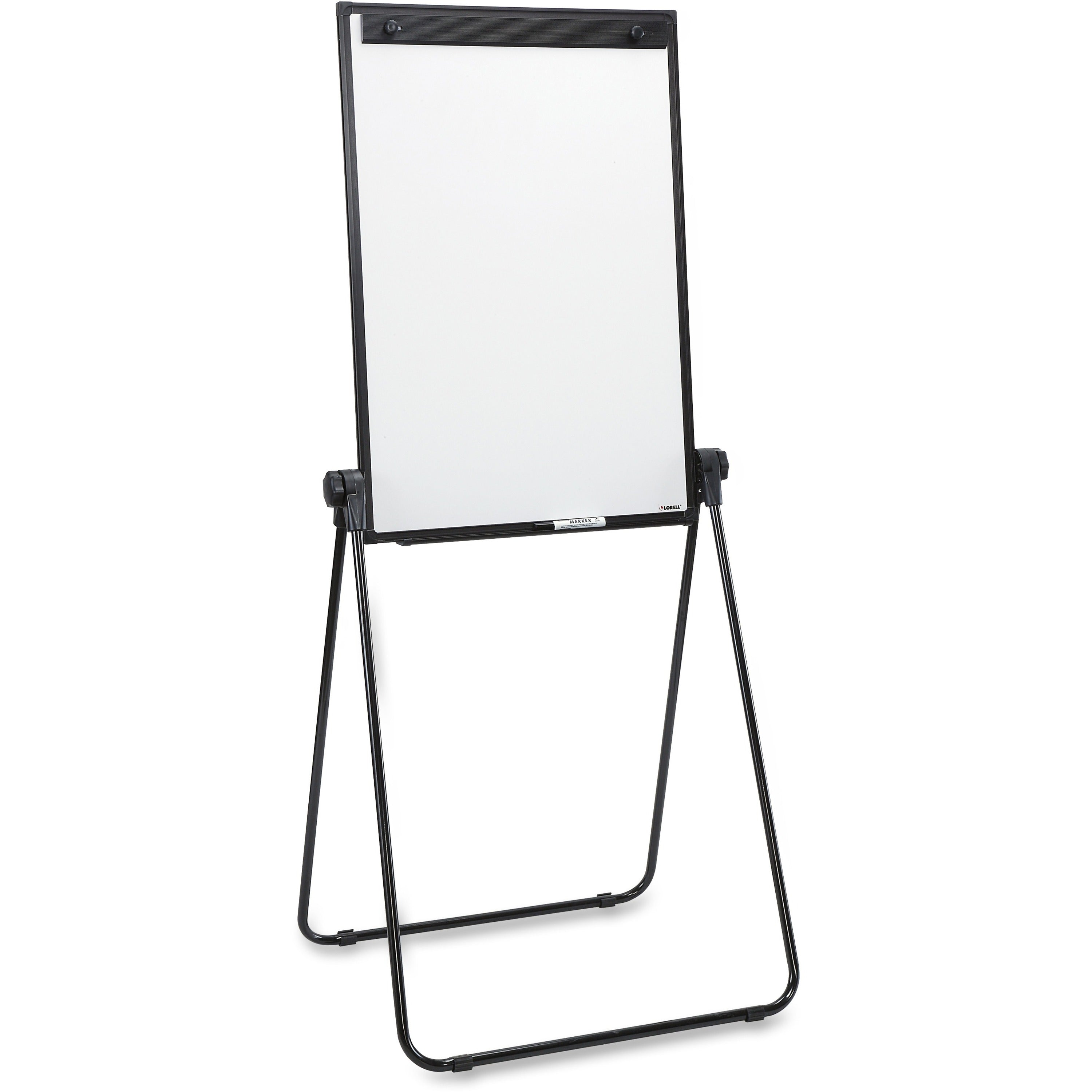 Lorell 2-sided Dry-Erase Easel with Flip-Chart Clip - 36" (3 ft) Width x 24" (2 ft) Height - Melamine Surface - Black Steel Frame - Rectangle - 1 Each -