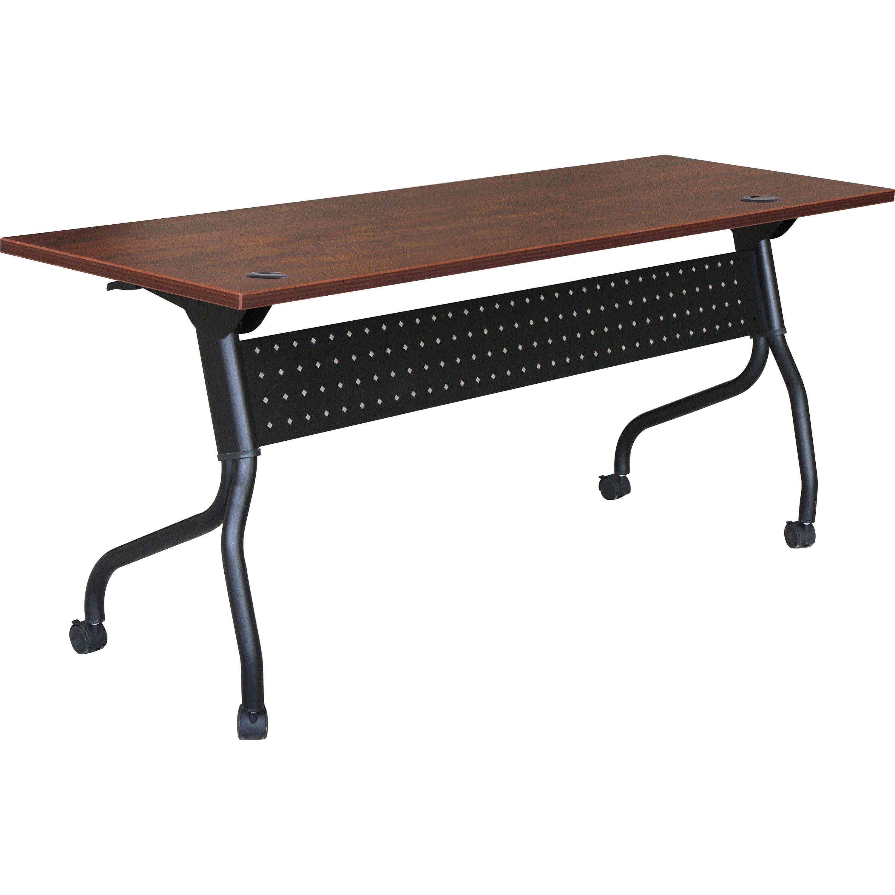 Lorell Flip Top Training Table - For - Table TopRectangle Top - Four Leg Base - 4 Legs x 72" Table Top Width x 23.60" Table Top Depth - 29.50" Height x 28.70" Width x 23.63" Depth - Assembly Required - Cherry - Melamine, Nylon - 1 Each -