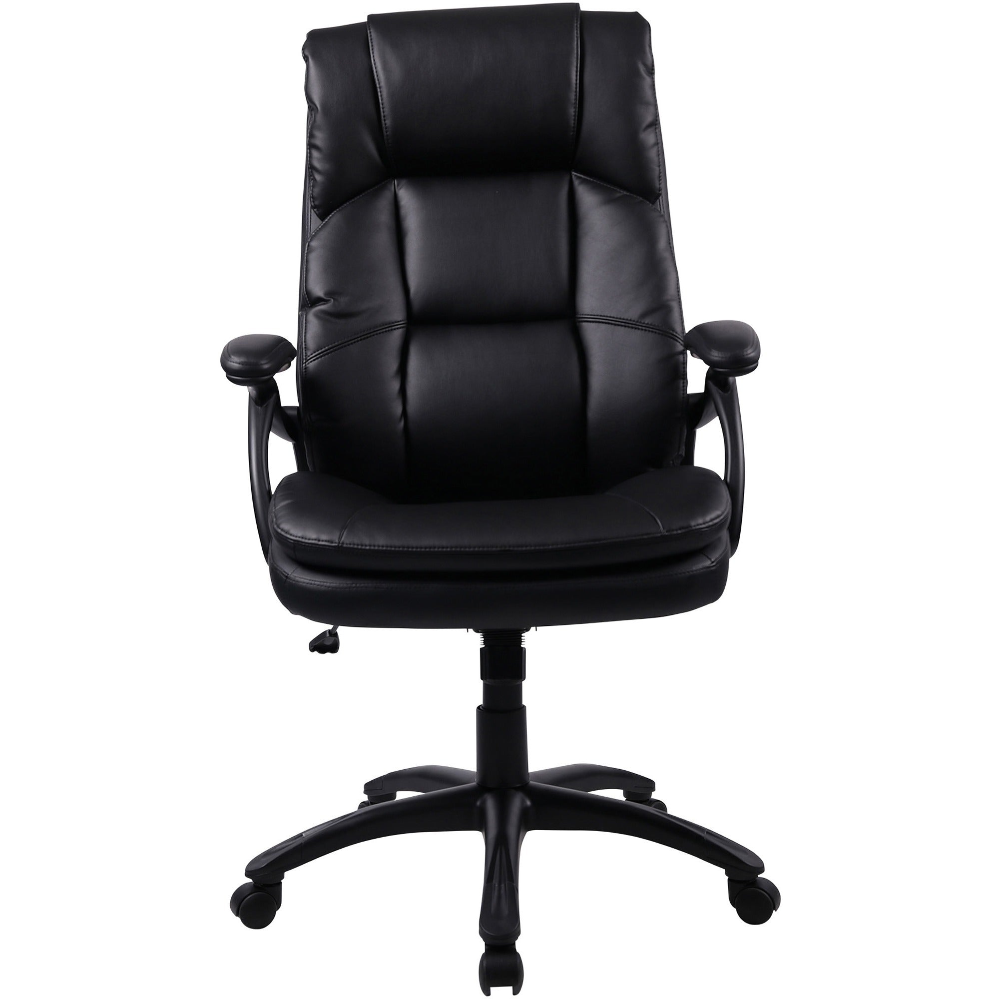 Lorell High-back Cushioned Office Chair - Bonded Leather Seat - Bonded Leather Back - High Back - 5-star Base - Black - 1 Each -