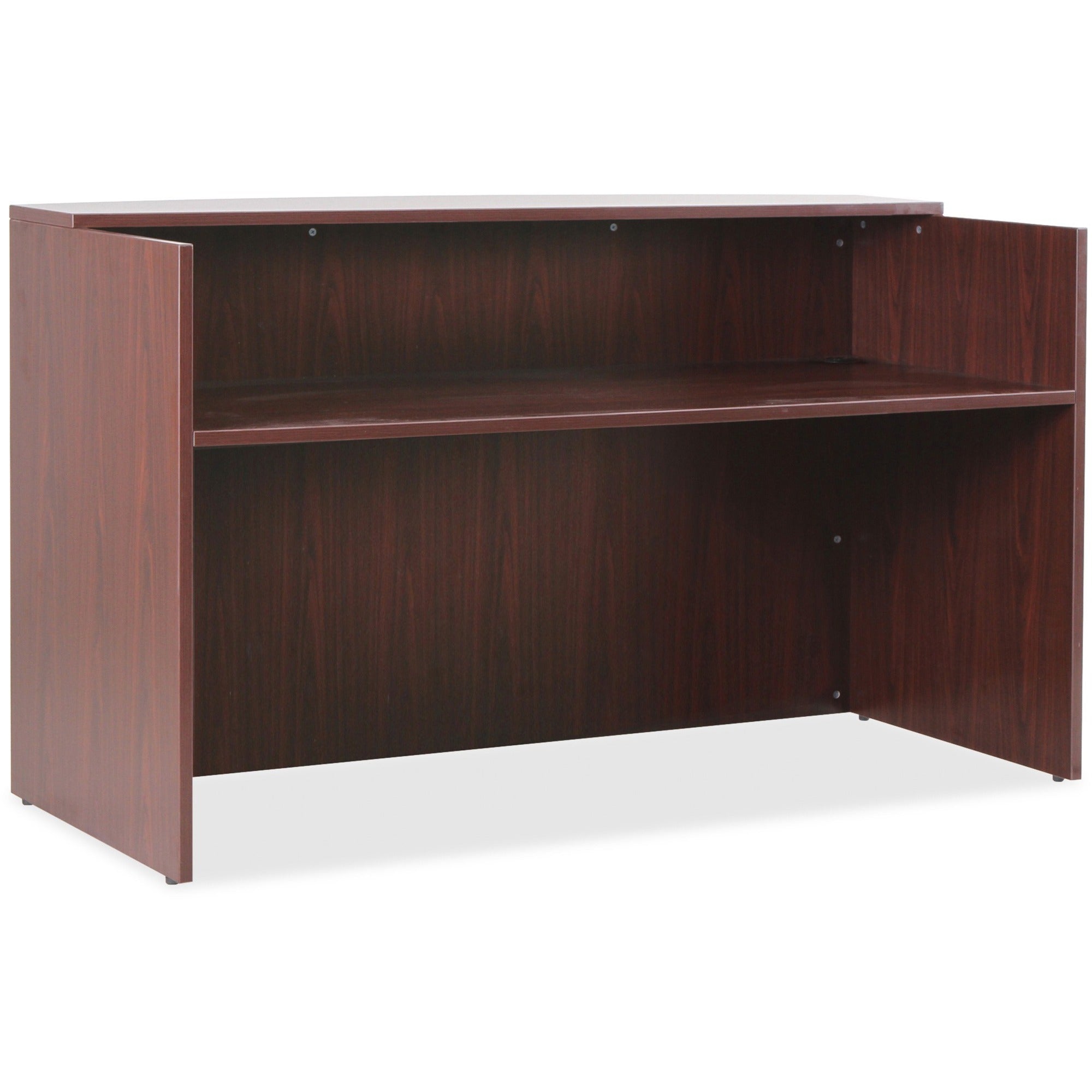 Lorell Essentials Series Front Reception Desk - 1" Top, 72" x 36"42.5" Desk - Finish: Mahogany Laminate - Durable - For Office -