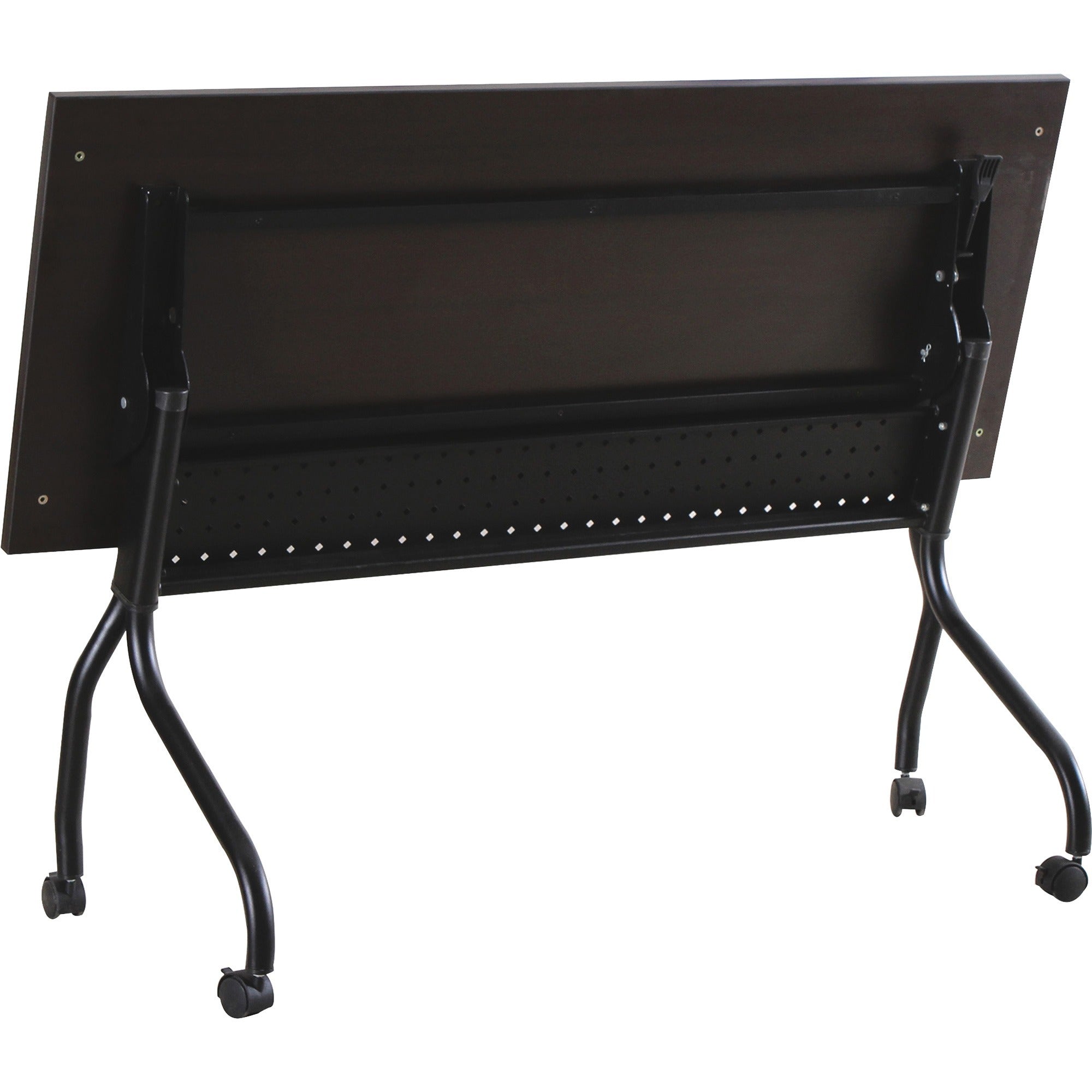Lorell Flip Top Training Table - For - Table TopRectangle Top - Four Leg Base - 4 Legs x 48" Table Top Width x 23.50" Table Top Depth - 29.50" Height x 47.25" Width x 23.63" Depth - Assembly Required - Black, Espresso - Melamine, Nylon - 1 Each -