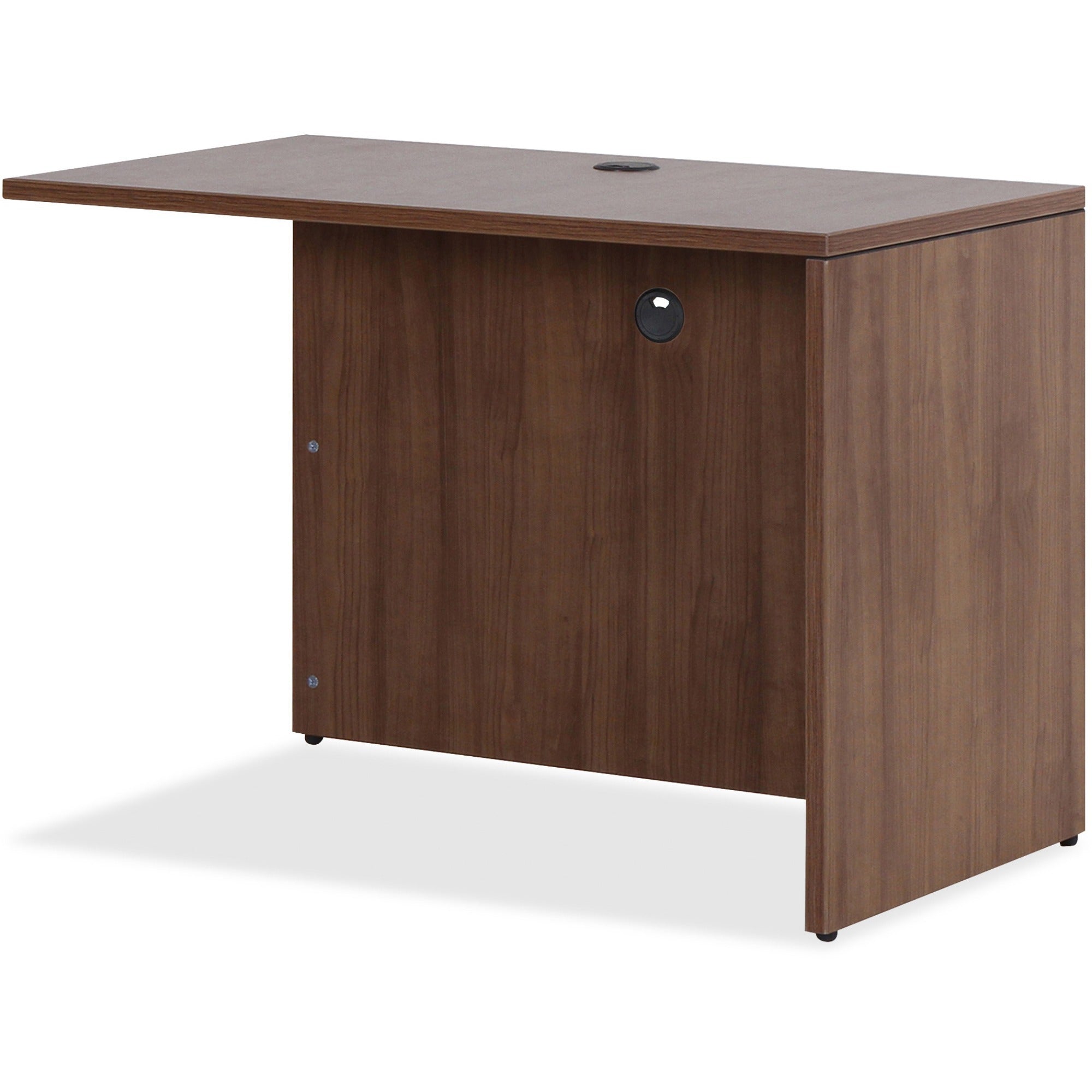 Lorell Essentials Series Return Shell - 47.3" x 23.6"29.5" Return, 1" Top - Finish: Laminate, Walnut - Grommet, Cord Management, Durable, Adjustable Feet, Modesty Panel -