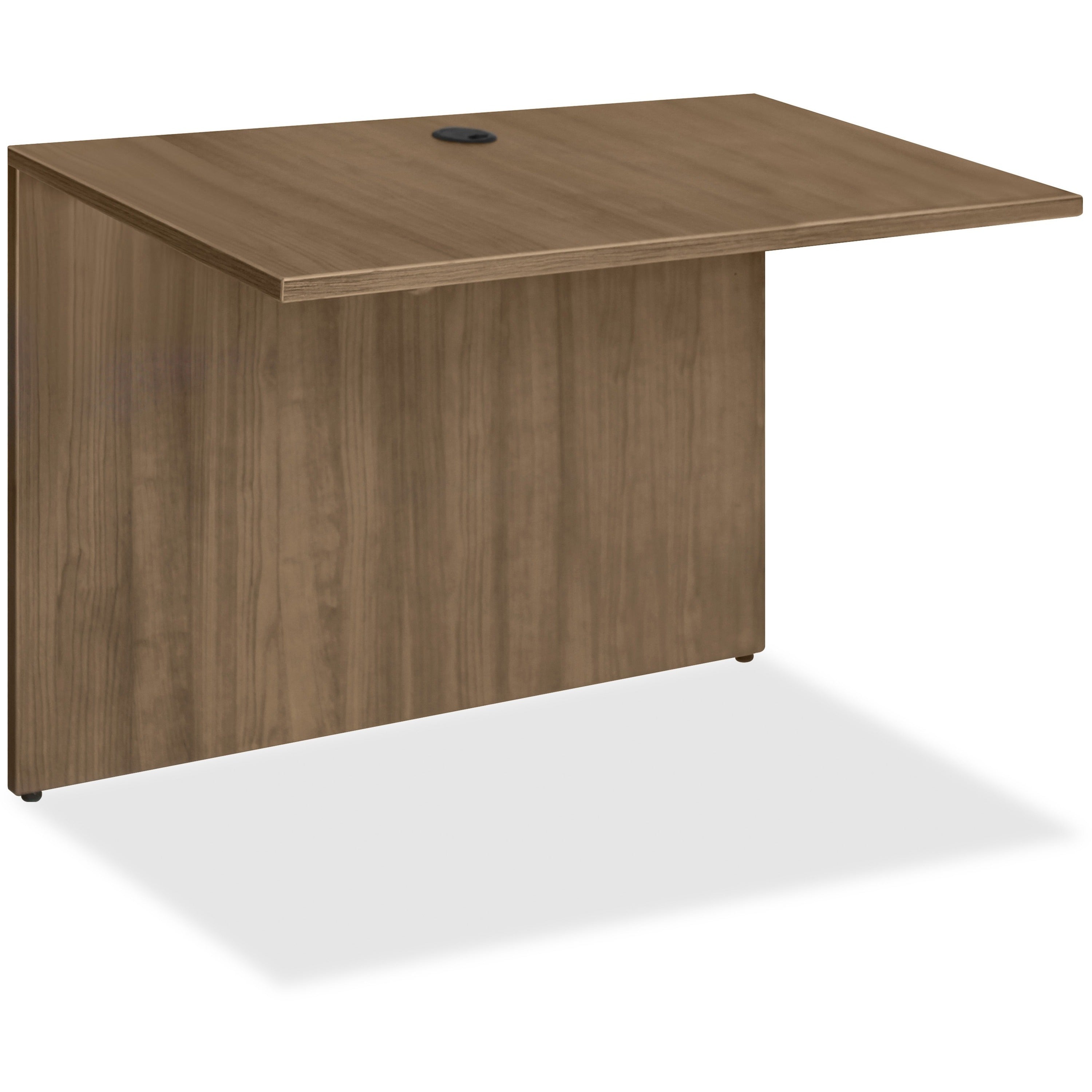 Lorell Essentials Series Bridge - 41.4" x 23.6"29.5" Bridge, 1" Top - Finish: Walnut - Laminate Table Top - Durable, Grommet, Back Panel, Cord Management, Modesty Panel - For Office -