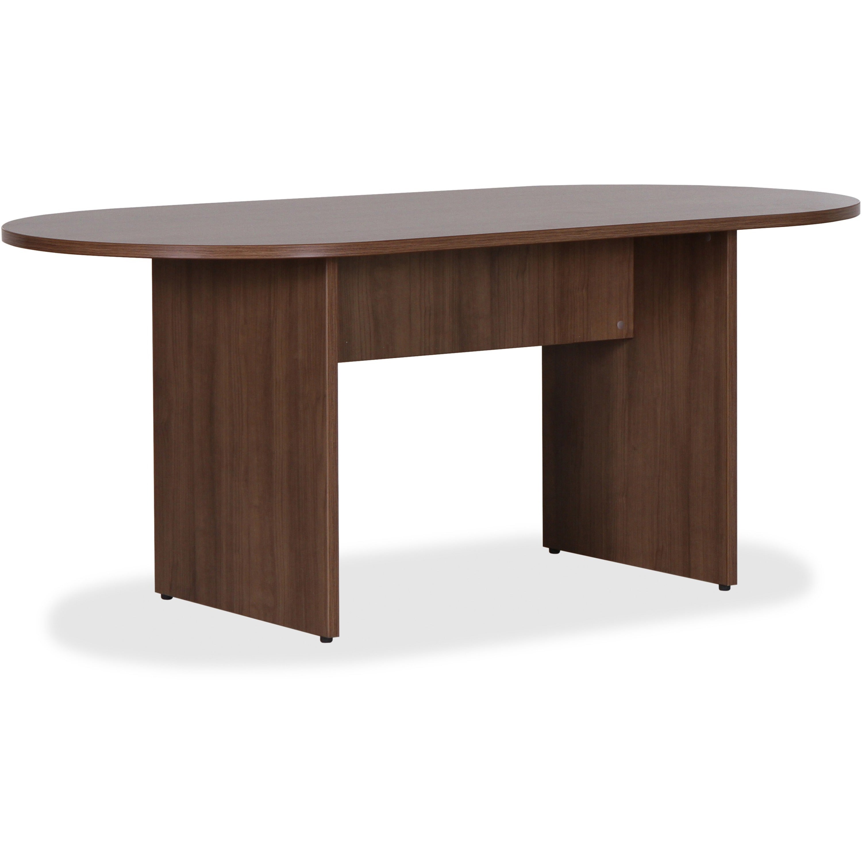 Lorell Essentials Oval Conference Table - 1.3" Table Top, 0" Edge, 70.9" x 35.4"29.5" Table - Finish: Walnut Laminate - Adjustable Foot Glide -