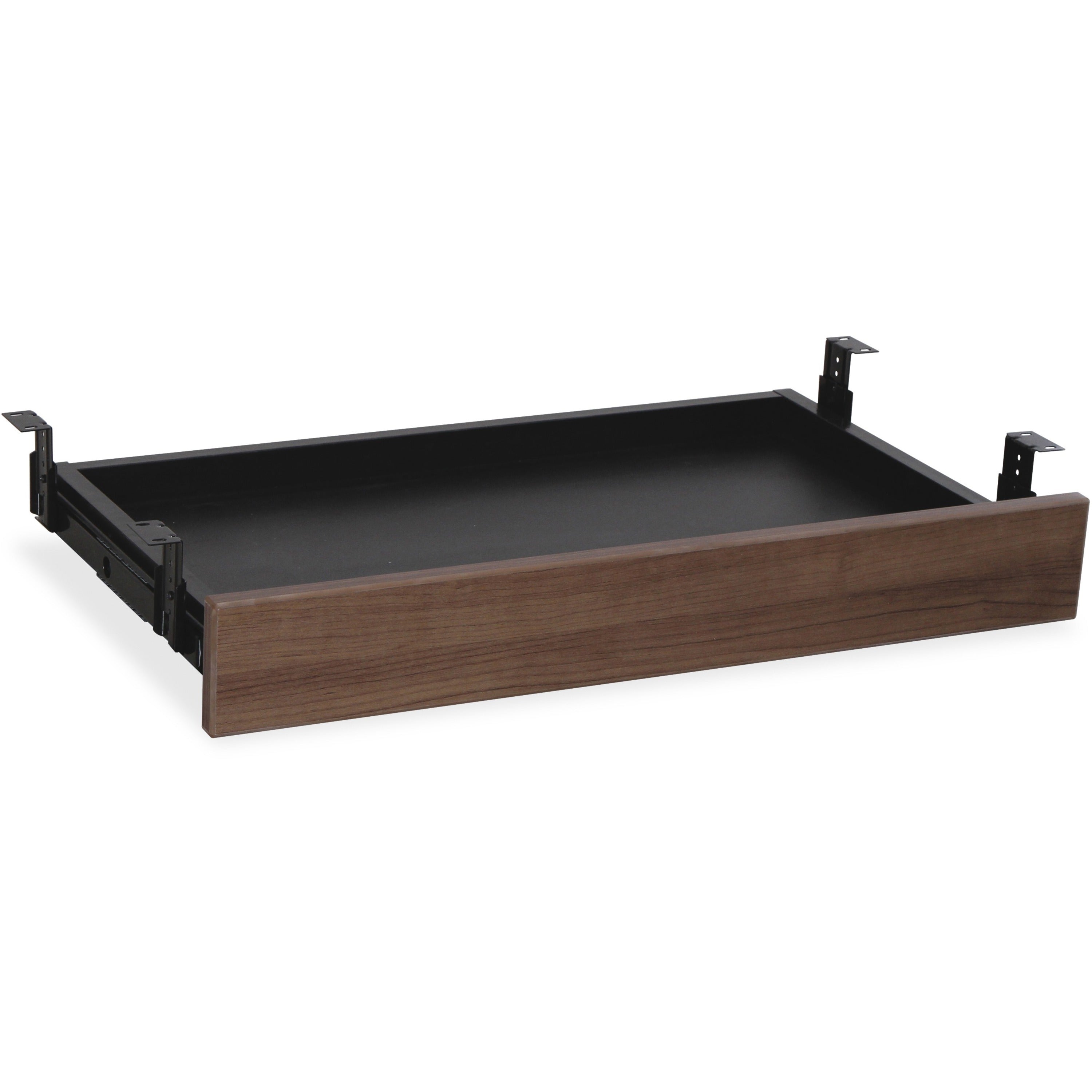 Lorell Universal Center Drawer - 28.4" Length x 16.7" Width x 5.1" Height - Durable - MFC, Polyvinyl Chloride (PVC), Steel - Walnut, Laminate -