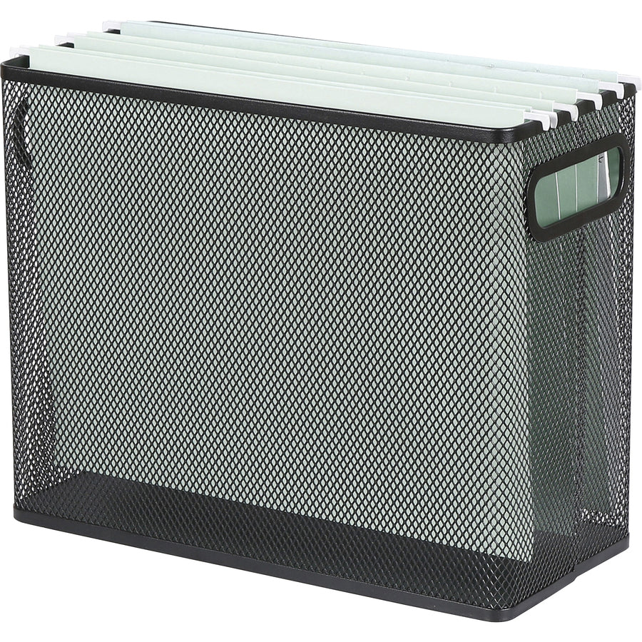 Lorell Mesh Tabletop Hanging File Holder - Black - Steel - 1 Each -