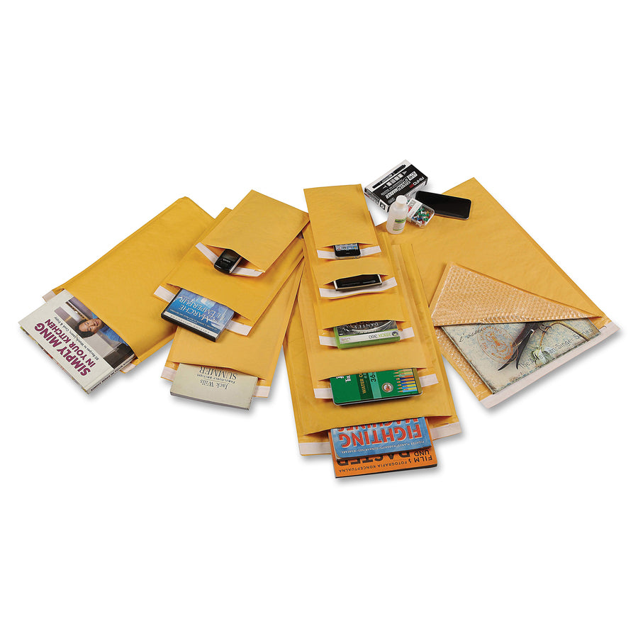 Sparco Size 00 Bubble Cushioned Mailers - Bubble - #00 - 5" Width x 10" Length - Self-sealing - Kraft - 250 / Carton - Kraft -