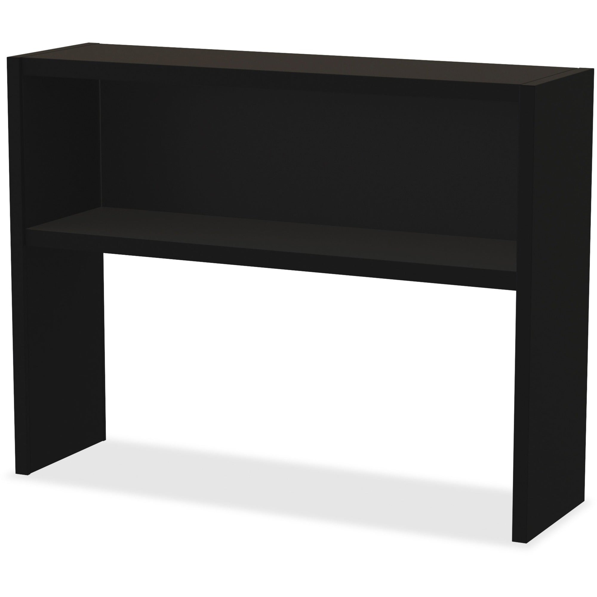 Lorell Fortress Modular Series Stack-on Hutch - 48" - Material: Steel - Finish: Black - Grommet, Cord Management -