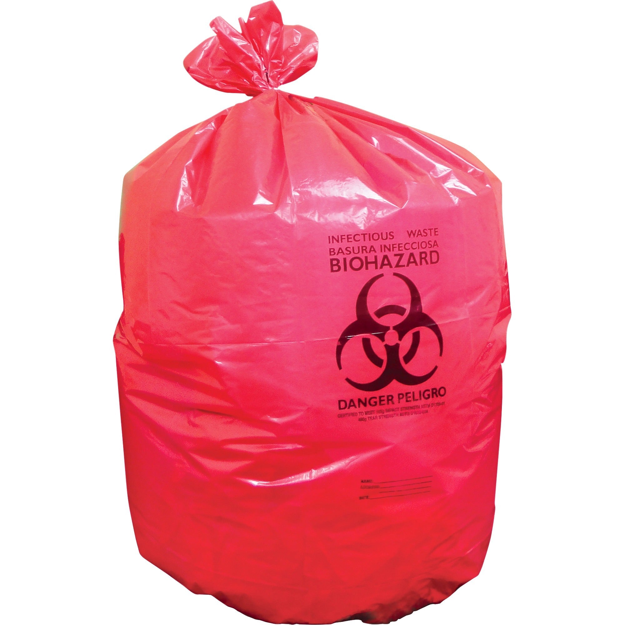 Heritage 1.3 mil Red Biohazard Can Liners - 46" Width x 40" Length - 1.30 mil (33 Micron) Thickness - Low Density - Red - Linear Low-Density Polyethylene (LLDPE) - 200/Carton - Can -