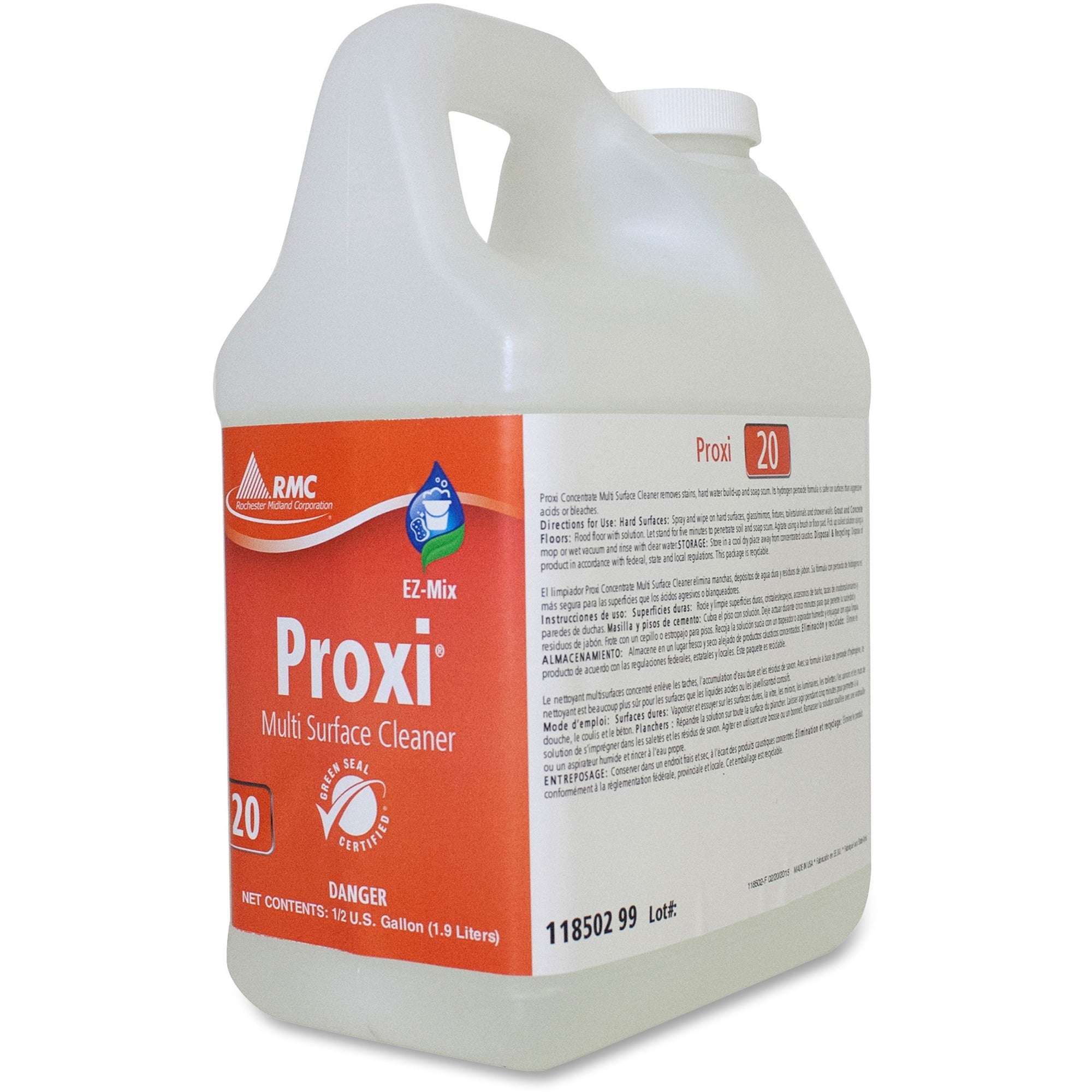 RMC Proxi Multi Surface Cleaner - For Multi Surface, Multipurpose - Concentrate - 64 fl oz (2 quart) - 4 / Carton - Residue-free - Clear -