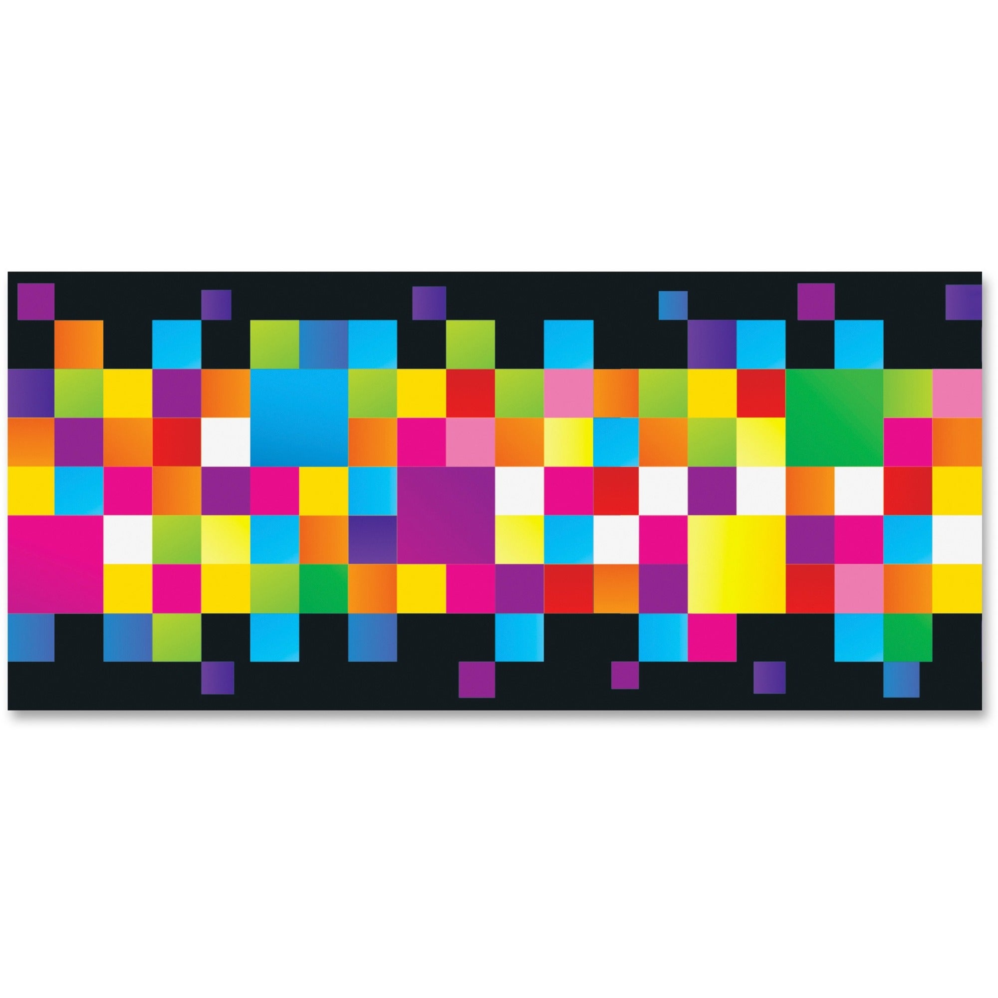 Trend Pixels Bolder Borders - Pixels - Precut, Durable, Reusable - 2.75" Height x 429" Width - Multicolor - 1 / Pack -