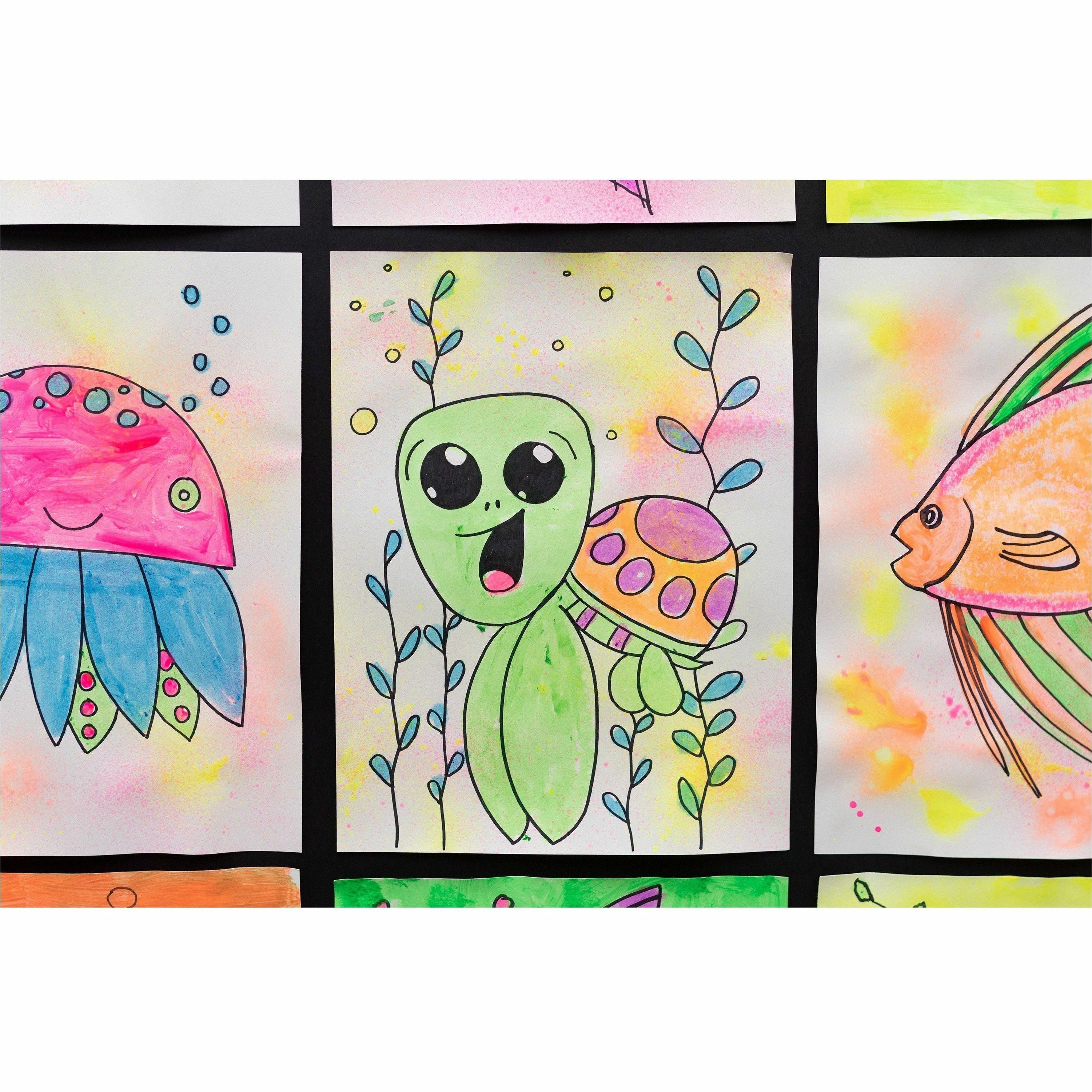 Prang Power Fluorescent Paint Set - 16 fl oz - 6 / Set - Neon Green, Neon Yellow, Neon Orange, Neon Pink, Neon Red, Neon Turquoise -