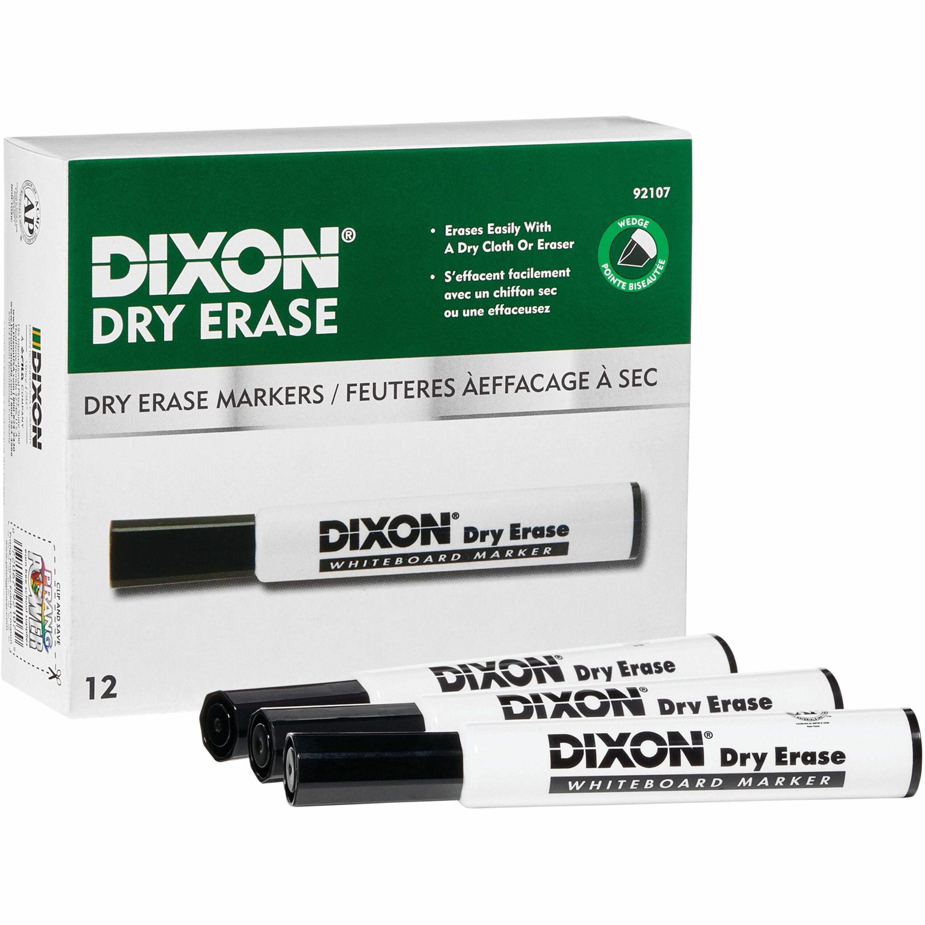 Ticonderoga Dry Erase Markers - Broad, Fine Marker Point - Chisel Marker Point Style - Black - 1 Dozen -