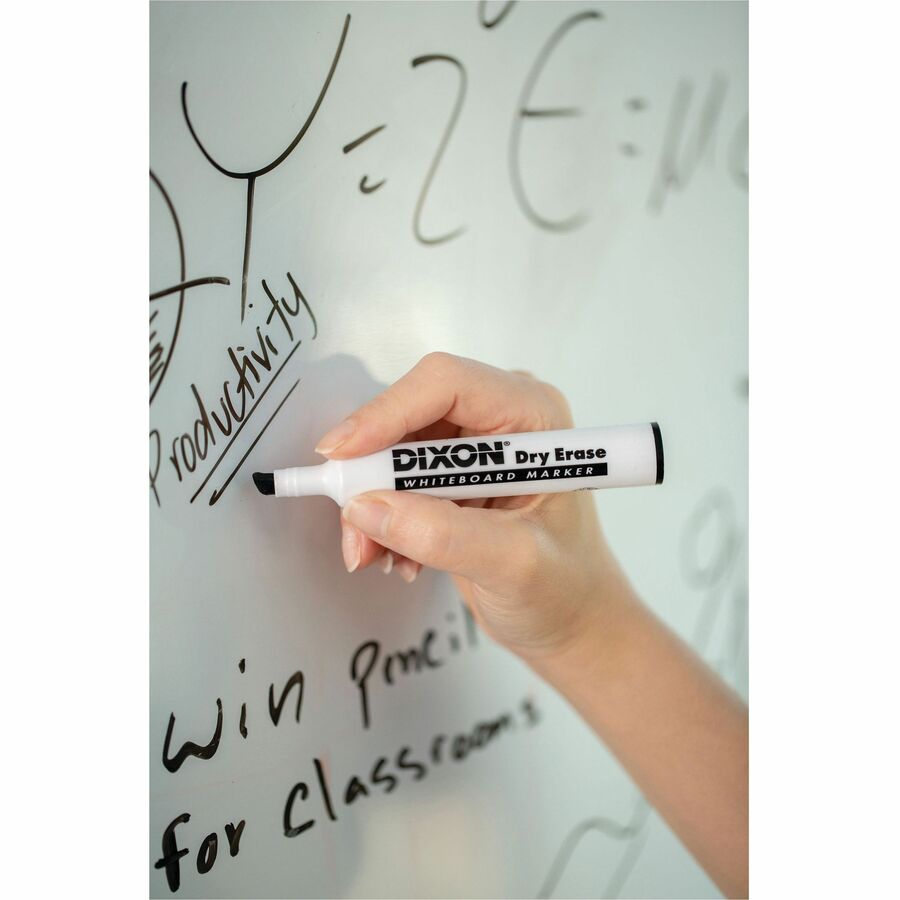 Ticonderoga Dry Erase Markers - Broad, Fine Marker Point - Chisel Marker Point Style - Black - 1 Dozen -