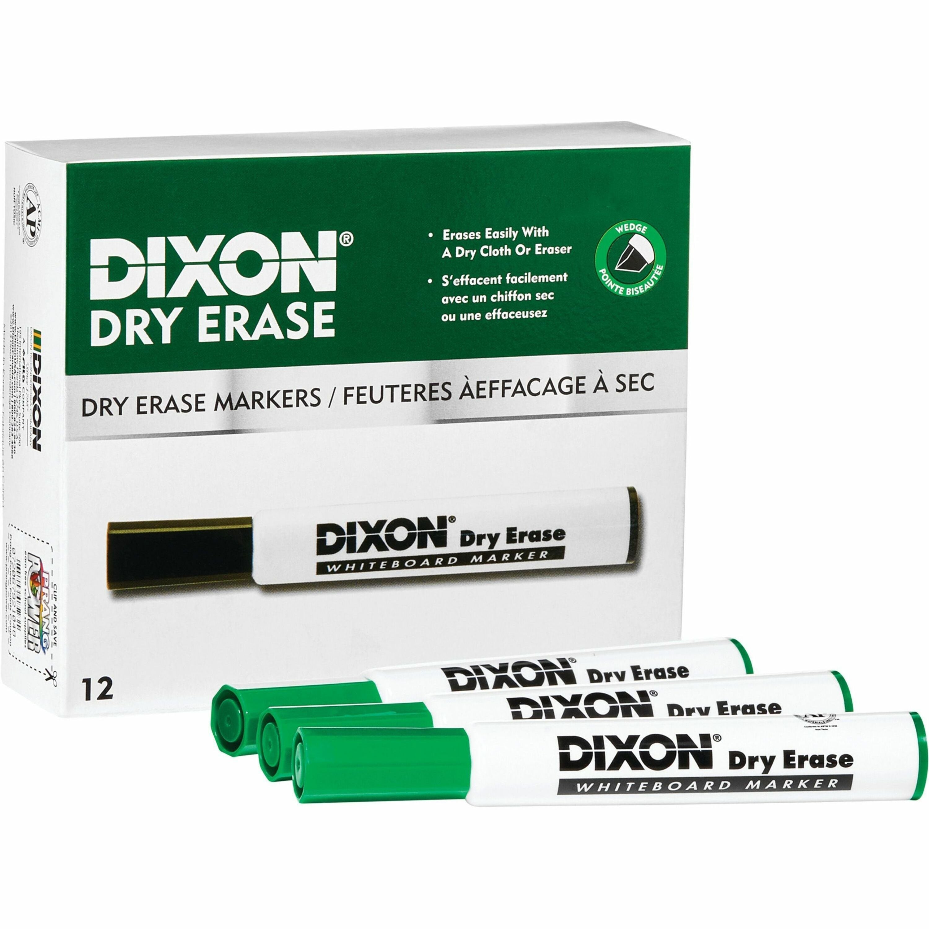 Ticonderoga Dry Erase Markers - Broad, Fine Marker Point - Chisel Marker Point Style - Green - 1 Dozen -