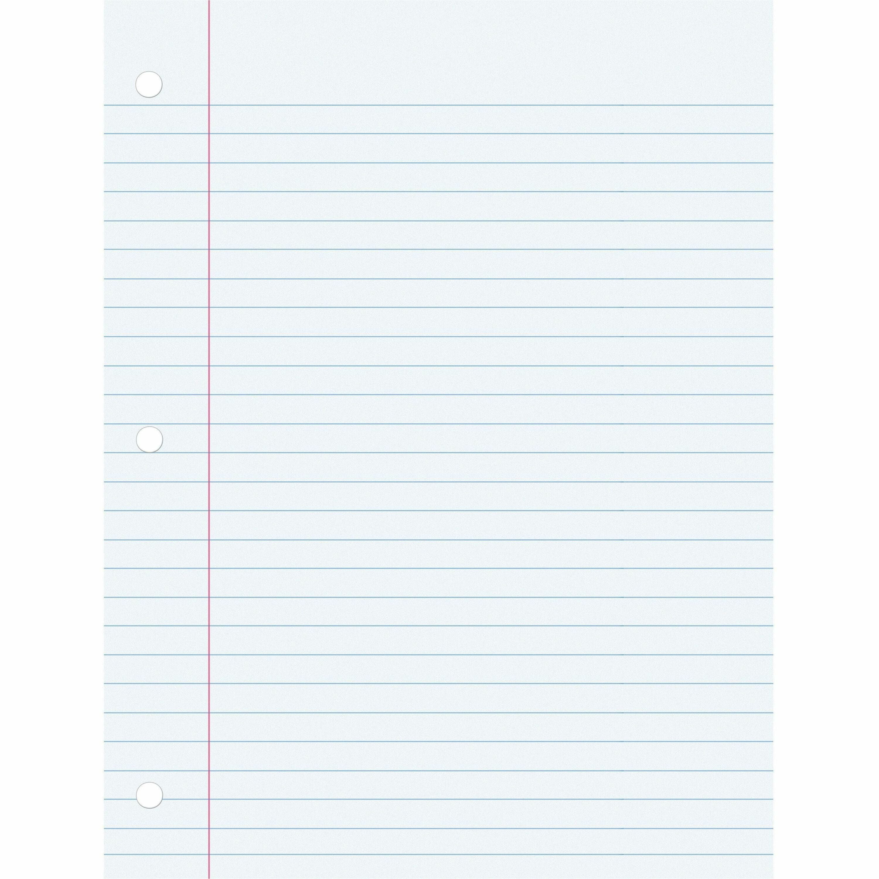 Pacon Wide Ruled Filler Paper - 100 Sheets - Wide Ruled - 0.38" Ruled - Red Margin - 3 Hole(s) - 8" x 10 1/2" - White Paper - Smooth, Punched - 100 / Pack -
