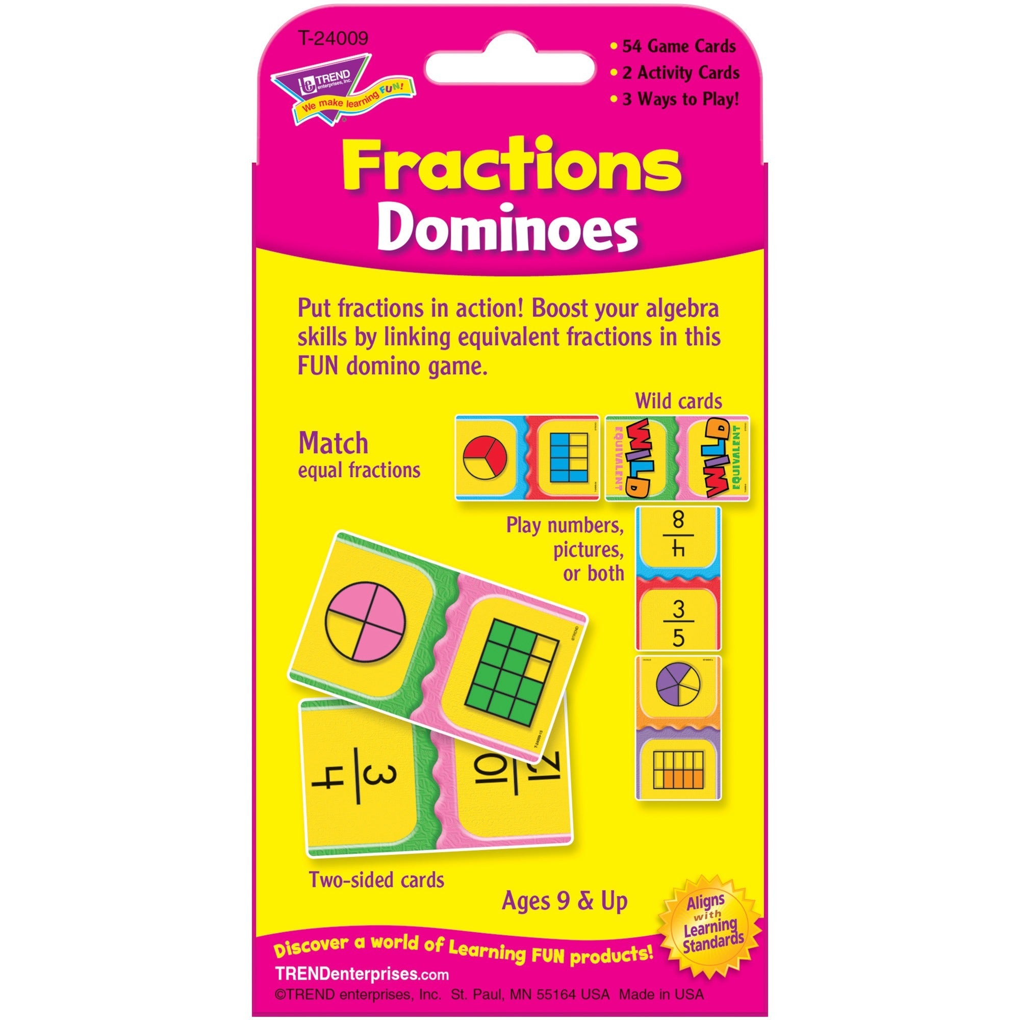 Trend Fractions Dominoes Challenge Cards Game - Theme/Subject: Learning - Skill Learning: Fraction - 56 Pieces - 9+ - 56 / Pack -