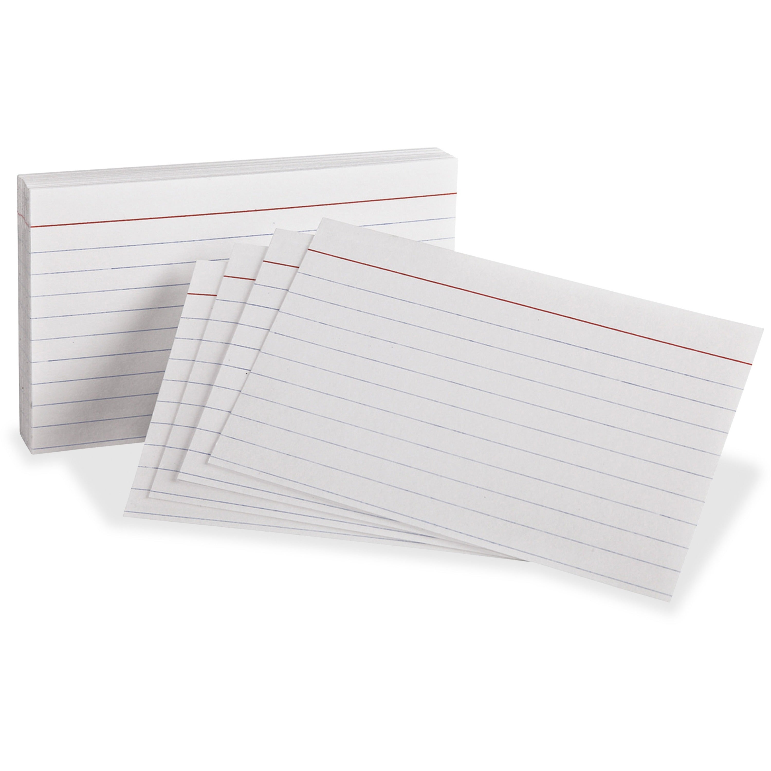 Oxford Red Margin Ruled Index Cards - Front Ruling Surface - Ruled - 3" x 5" - White Paper - 300 / Pack -