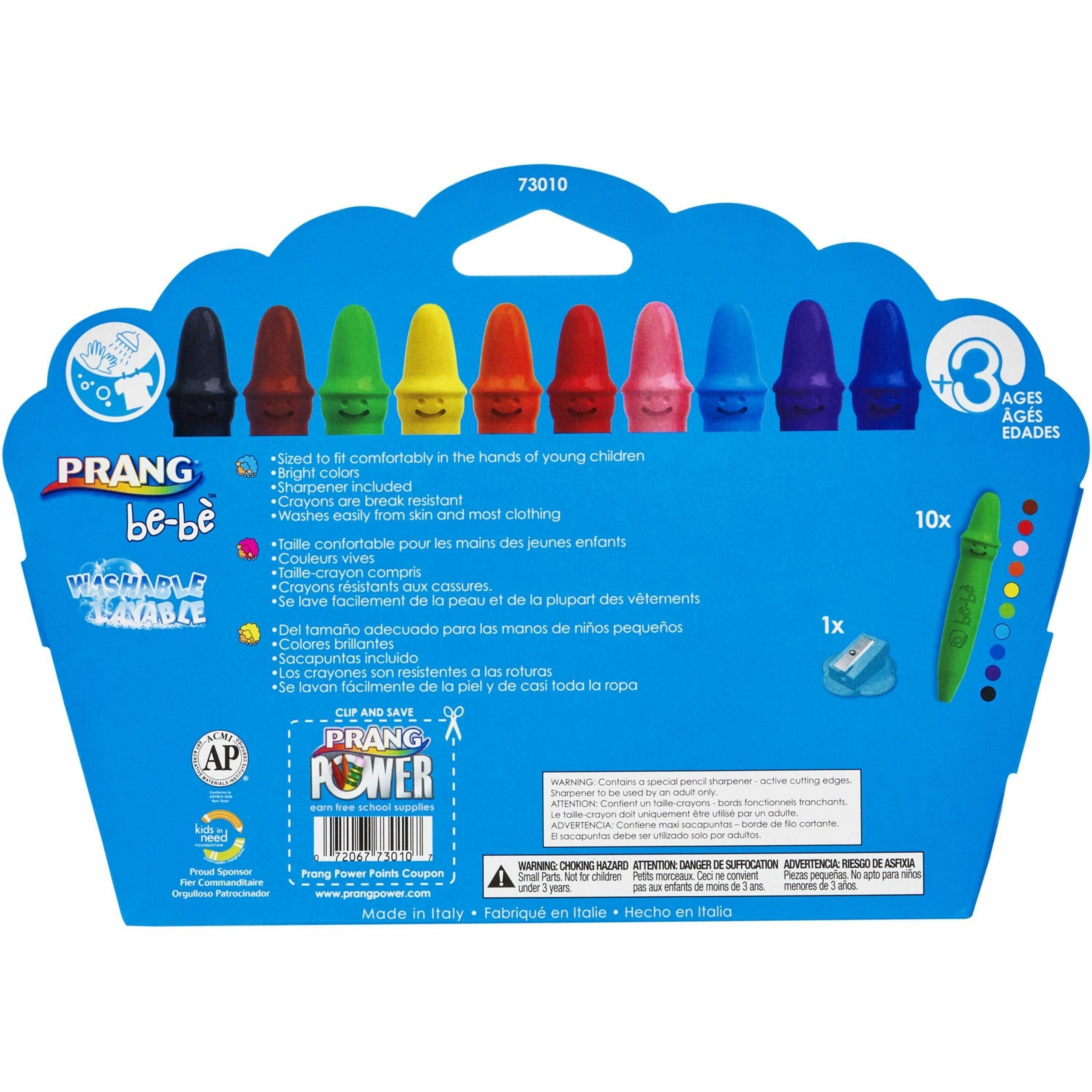 Prang be-be Jumbo Crayons - Assorted - 10 / Set -