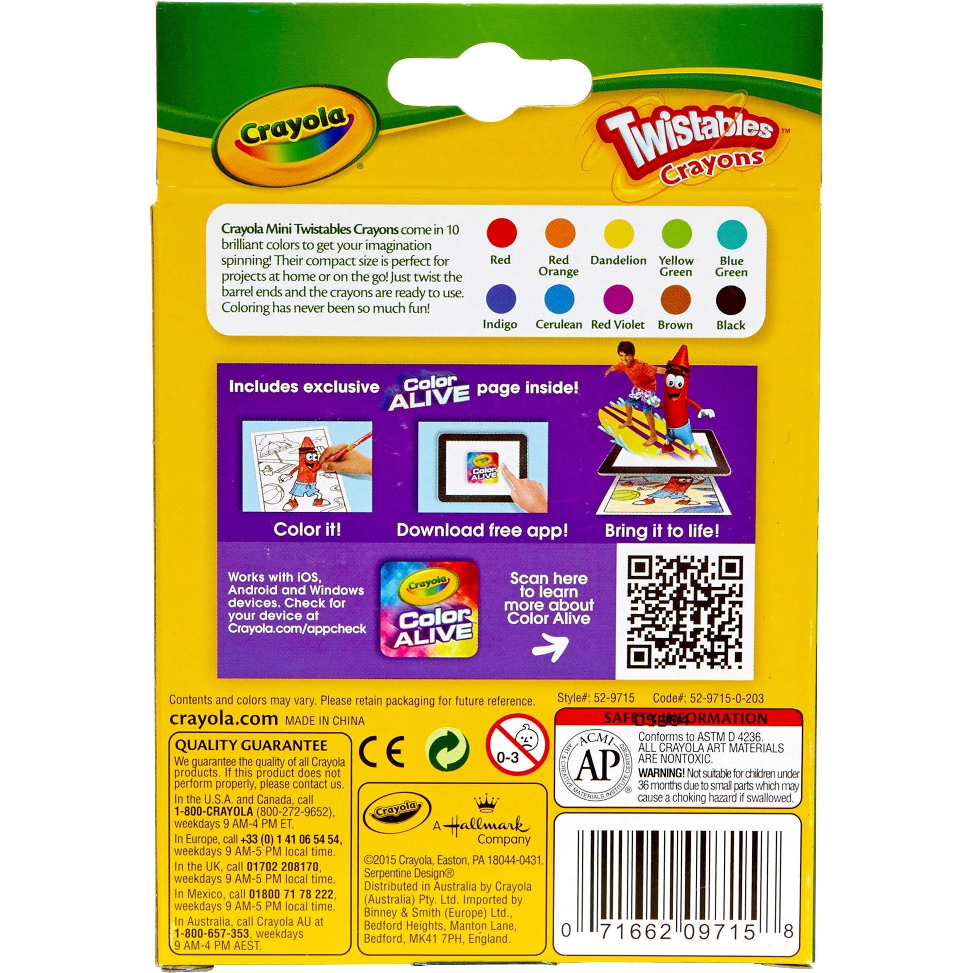 Crayola Mini Twistables Crayons - Clear, Assorted - 10 / Set -