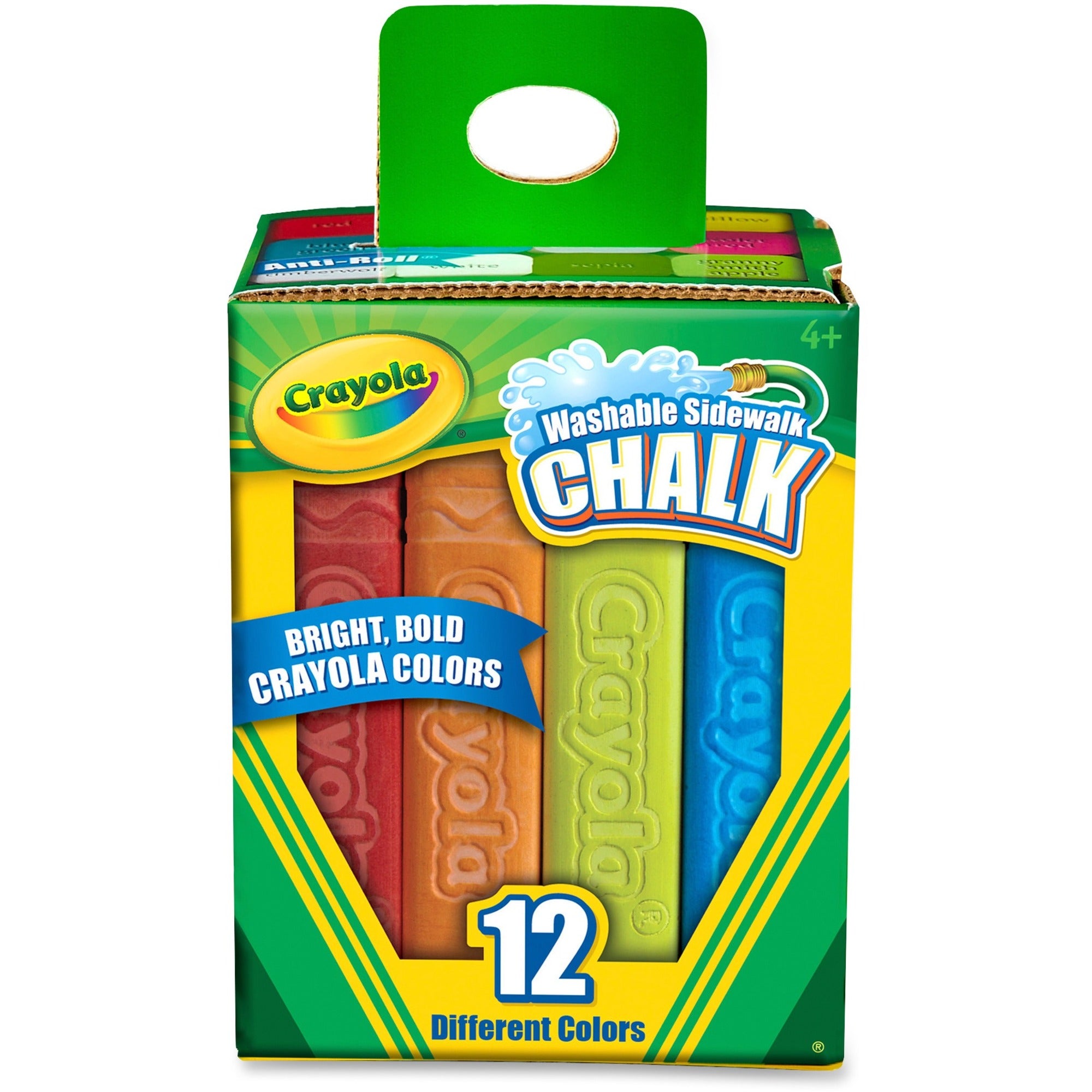Crayola Washable Sidewalk Chalk - 4" Length - Assorted - 12 / Box -