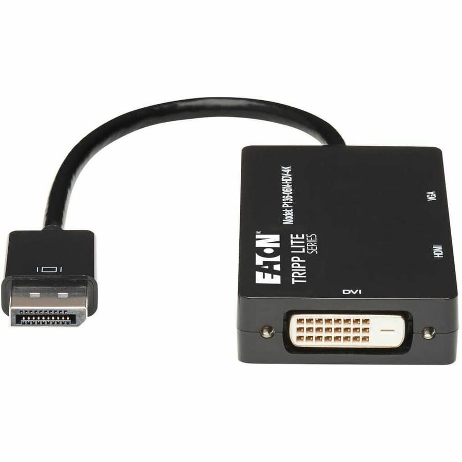 Tripp Lite by Eaton DisplayPort to VGA/DVI/HDMI All-in-One Converter Adapter DP ver 1.2 4K 30 Hz HDMI - DisplayPort/HDMI/DVI/VGA for Audio/Video Device, Notebook, Tablet, Monitor, Projector, TV - 6" - 1 x DisplayPort Male Digital Audio/Video - 1 x HD - 2