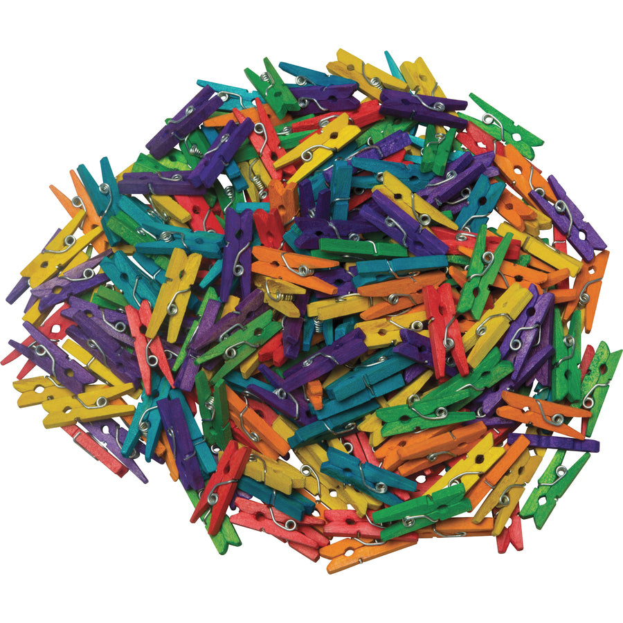 creativity-street-woodcrafts-bright-mini-clothespins-mini-1-length-x-15-width-for-artwork-250-pack-assorted-wood_pac367202 - 2