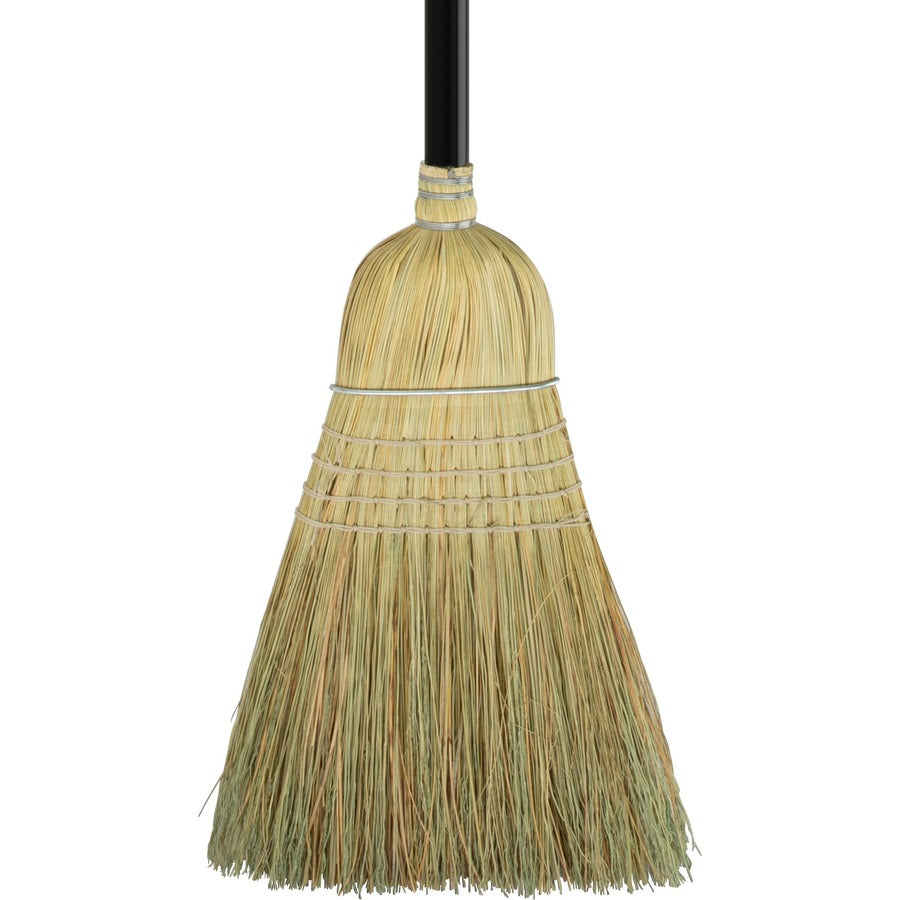 genuine-joe-warehouse-broom-corn-fiber-bristle-38-handle-length-lacquered-wood-handle-1-each-natural_gjo12001 - 2