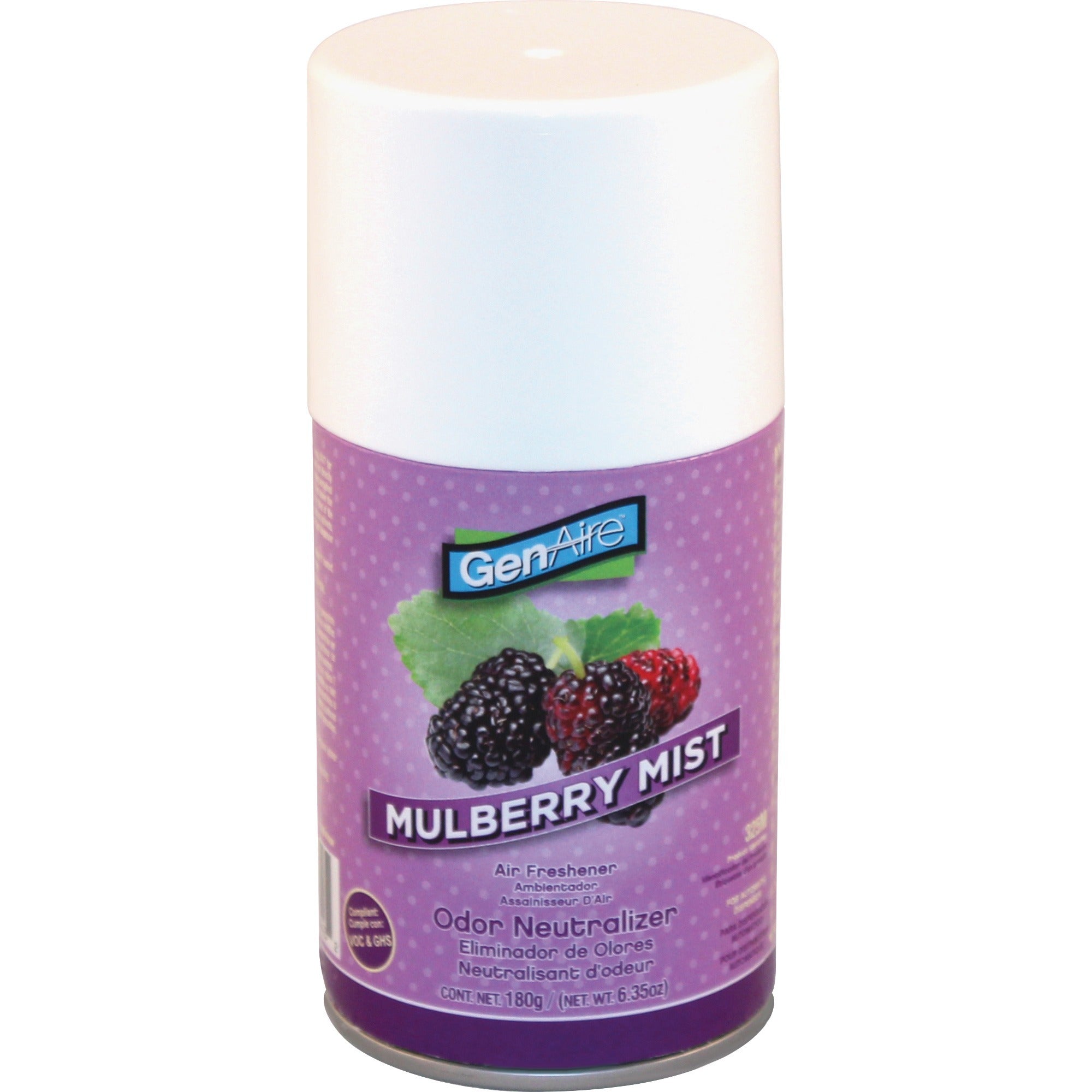 Impact Metered Air Freshener Spray - Aerosol - 6000 ft - 6.4 fl oz (0.2 quart) - Mulberry Mist - 30 Day - 1 Each - Residue-free, Odor Neutralizer
