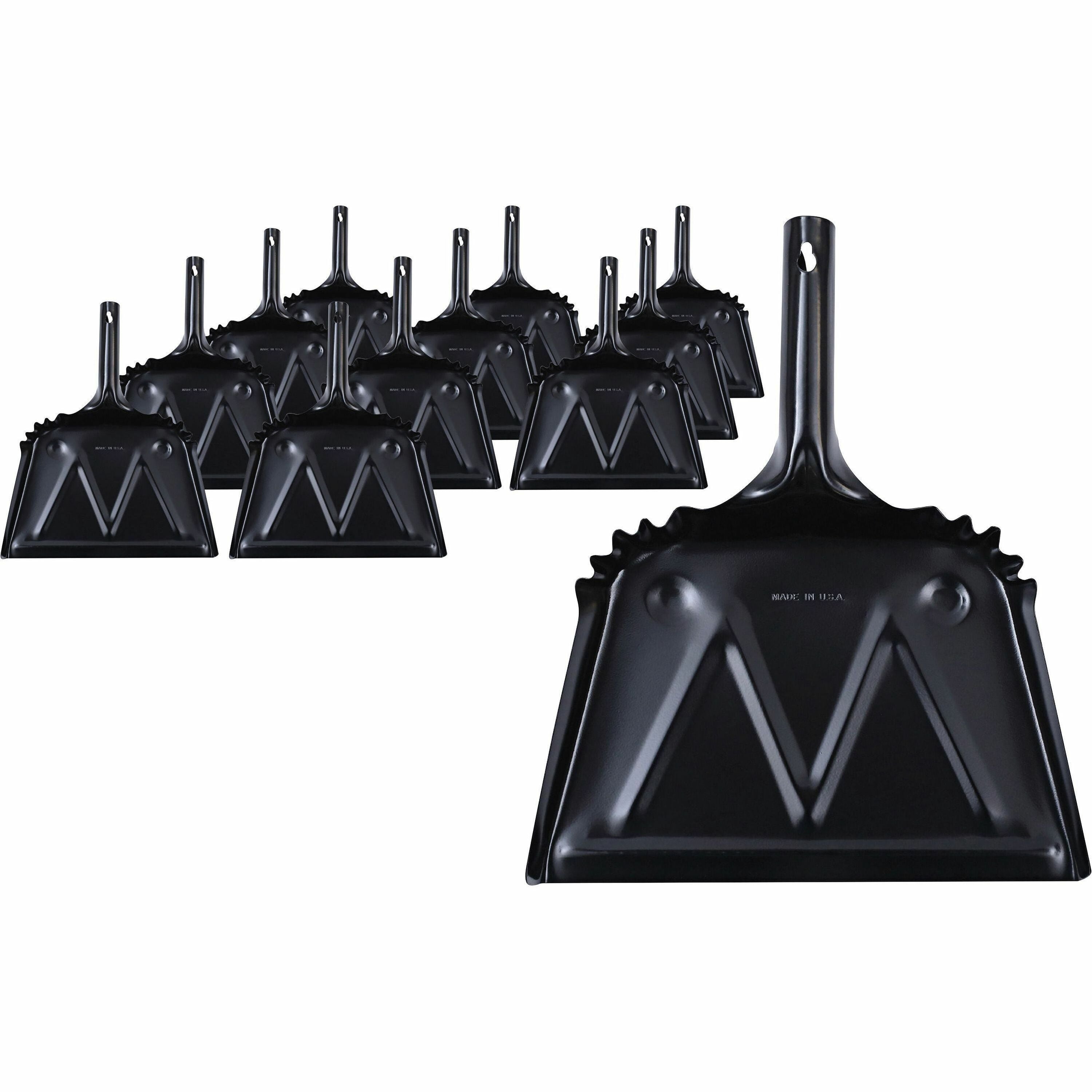 genuine-joe-heavy-duty-metal-dustpan-12-wide-steel-pan-black-12-carton_gjo58143ct - 1