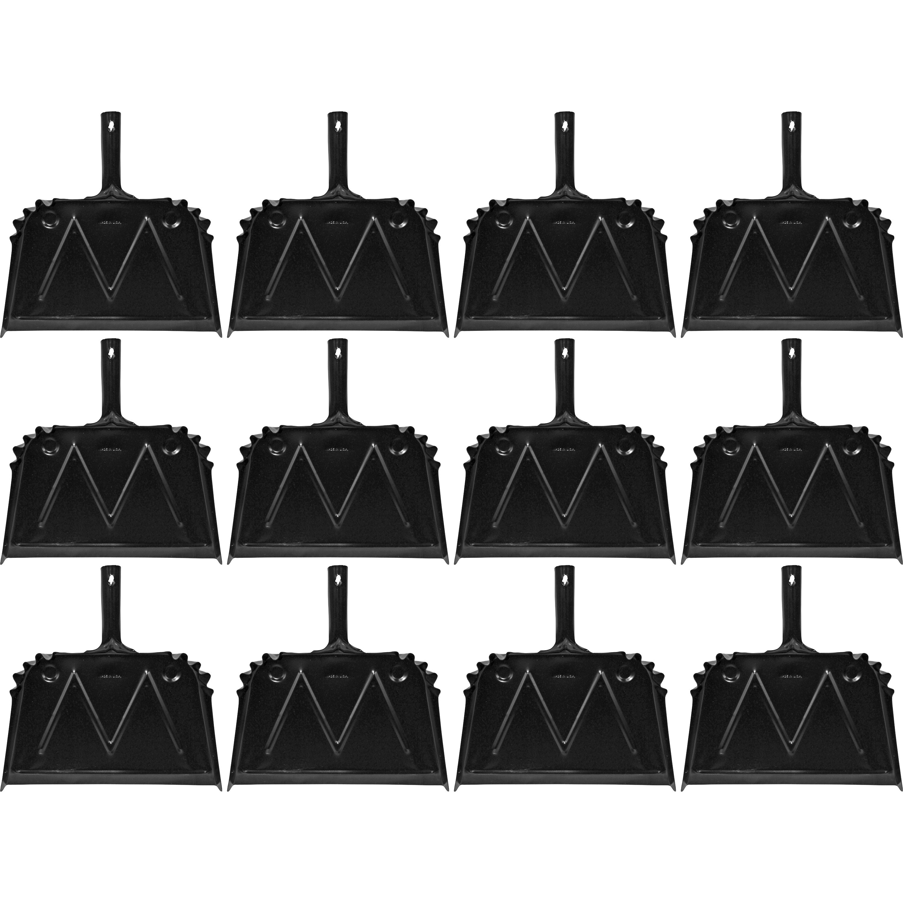 genuine-joe-heavy-duty-metal-dustpan-16-wide-steel-handle-metal-pan-black-12-carton_gjo85151ct - 1