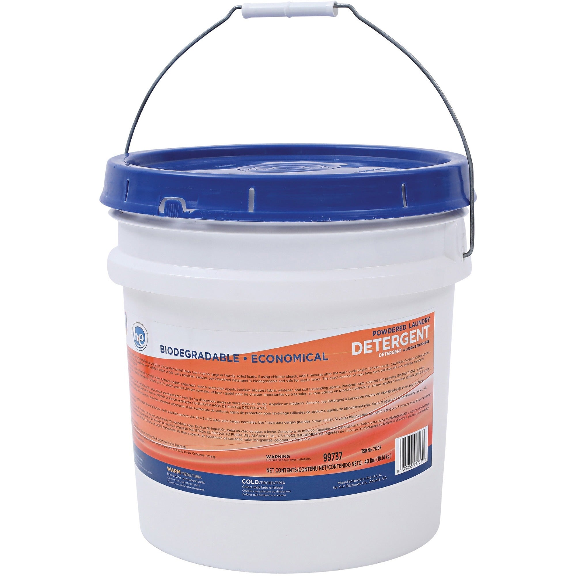 Genuine Joe Economical Powdered Laundry Detergent in Pail - 640 oz (40 lb) - Linen Scent - 1 Each - Deodorize, Dye-free, Environmentally Friendly, Non-toxic, Washable, Dye-free, Reusable - Multi - 2