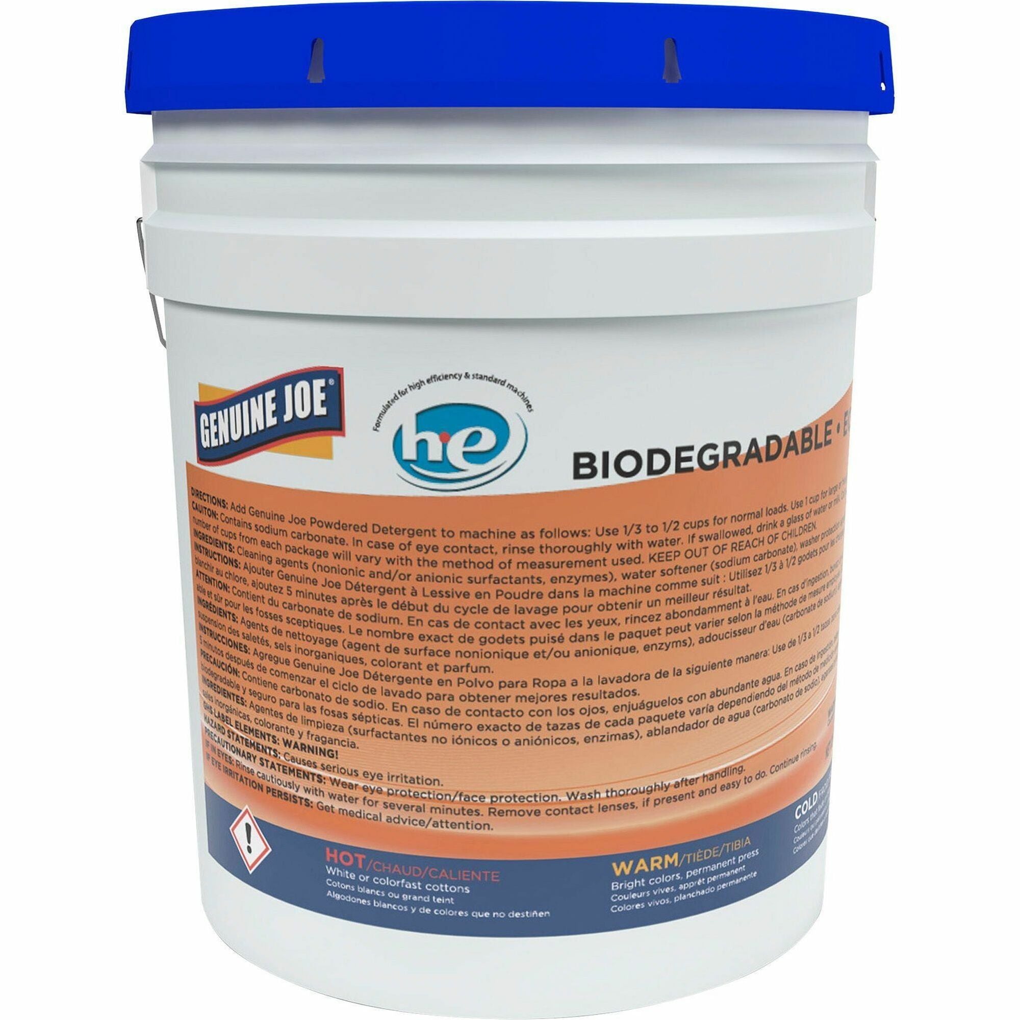 Genuine Joe Economical Powdered Laundry Detergent in Pail - 640 oz (40 lb) - Linen Scent - 1 Each - Deodorize, Dye-free, Environmentally Friendly, Non-toxic, Washable, Dye-free, Reusable - Multi - 1