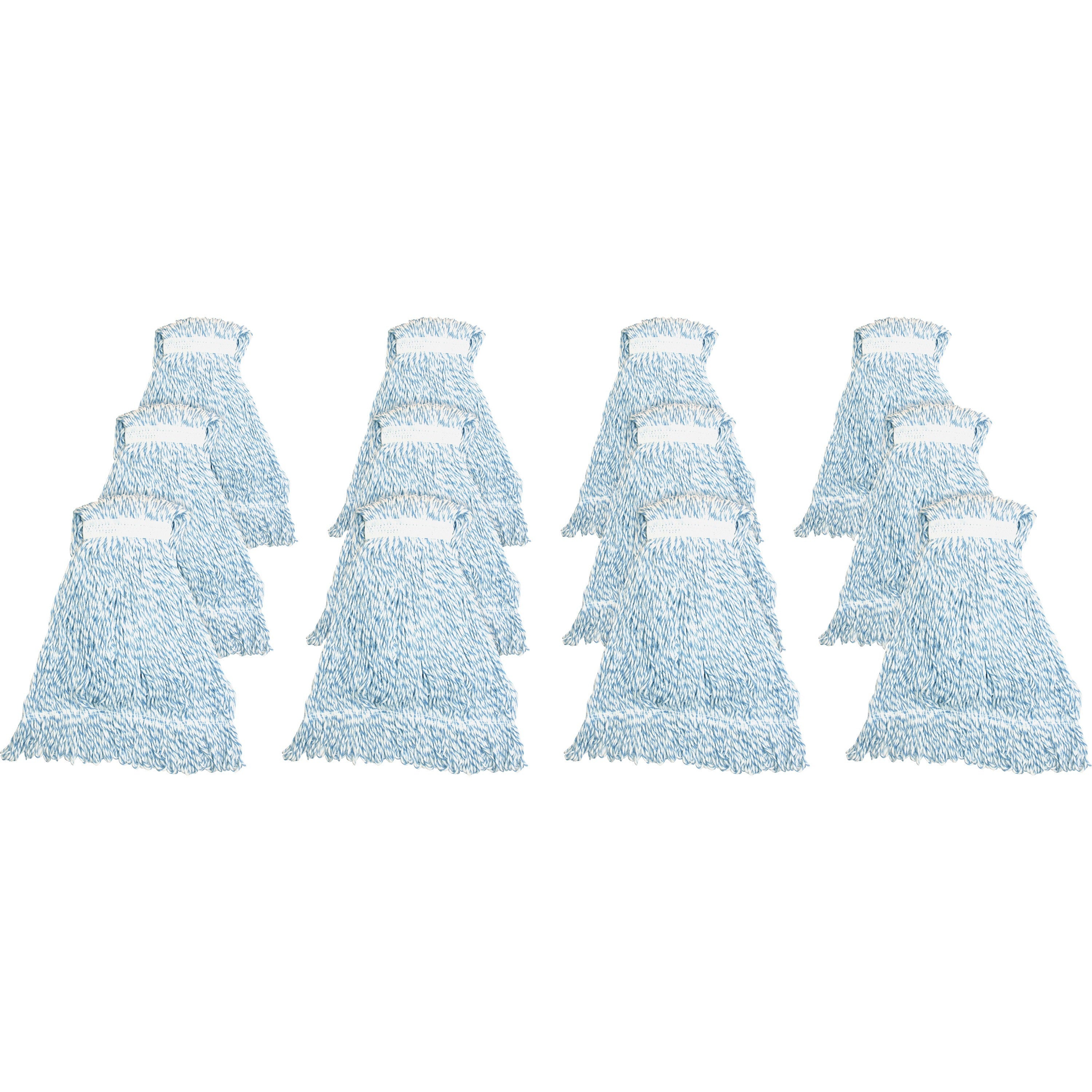 Genuine Joe Blue Stripes Hygrade Mophead - Rayon - Blue, White - 12 / Carton - 1
