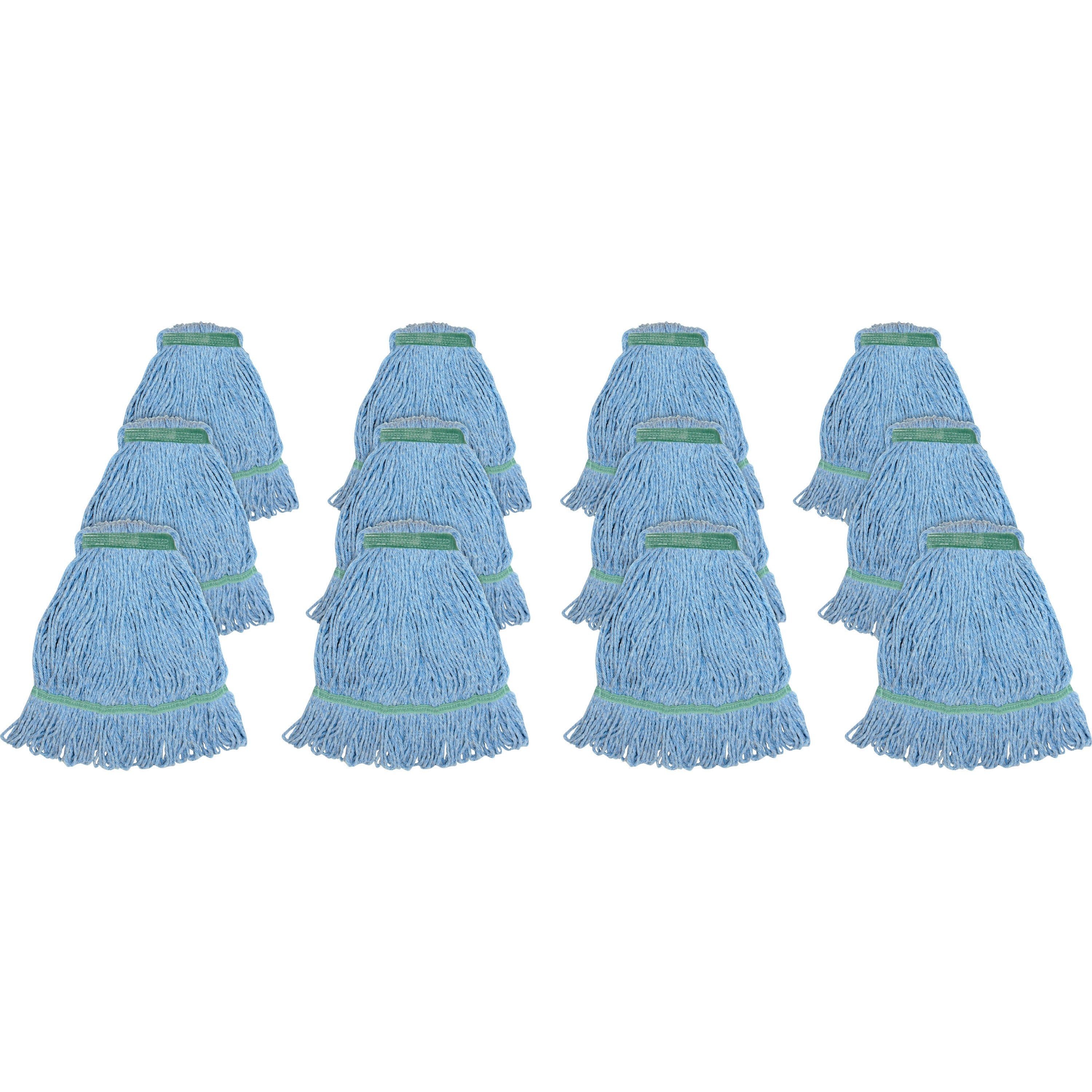 Genuine Joe Narrow Band Medium Mophead - Rayon, Cotton - Blue - 12 / Carton - 1