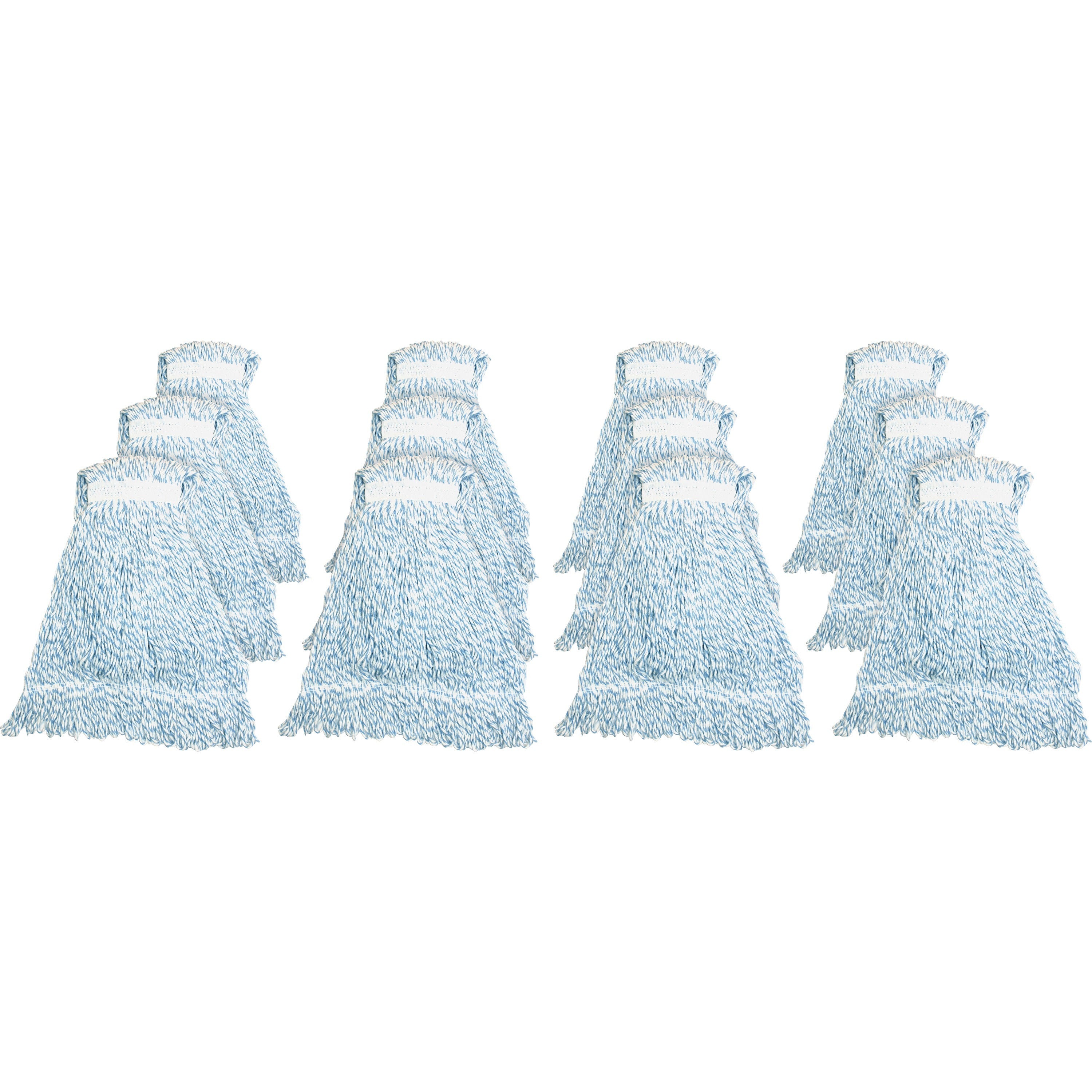Genuine Joe Blue Stripes Hygrade Rayon Mophead - Medium - Rayon - 12 / Carton - 1