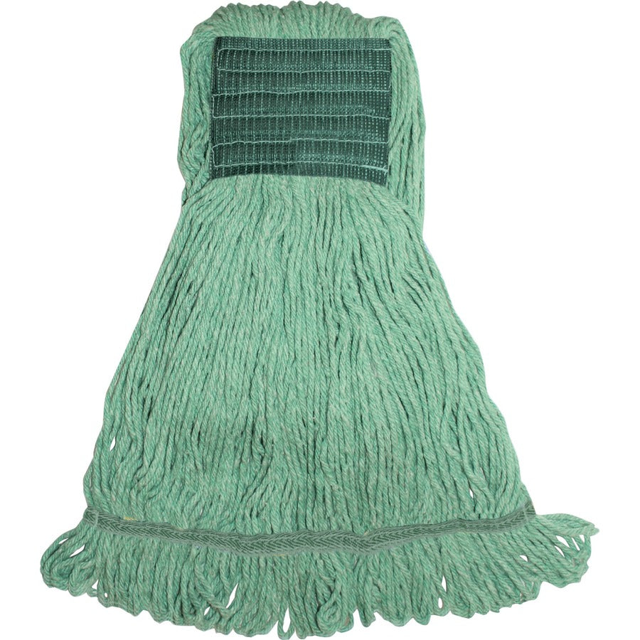 Genuine Joe Synthetic Blend Medium Mophead - Rayon, Cotton - Green - 12 / Carton - 2
