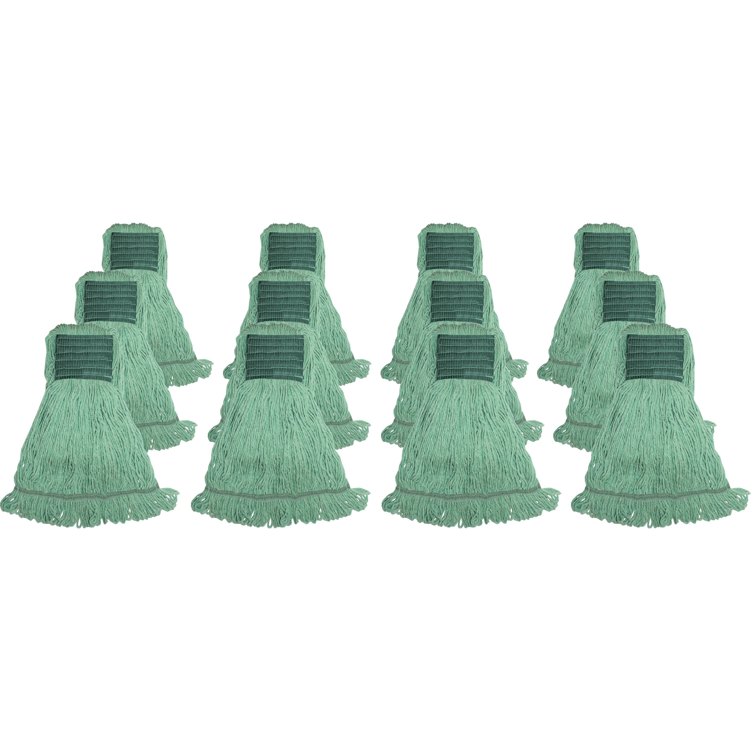 Genuine Joe Synthetic Blend Medium Mophead - Rayon, Cotton - Green - 12 / Carton - 1